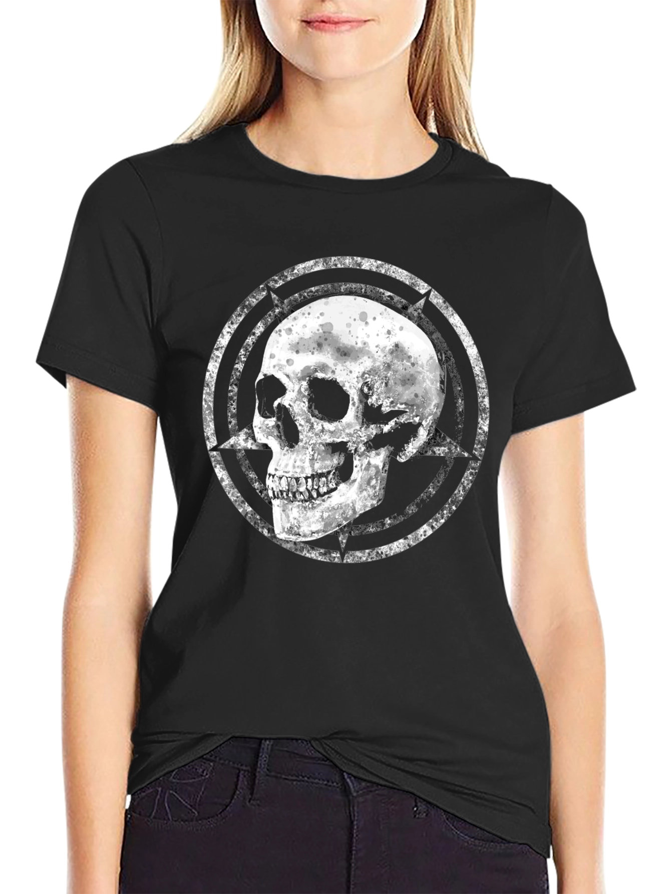 Skull Graphic Tee - Black Cotton Blend