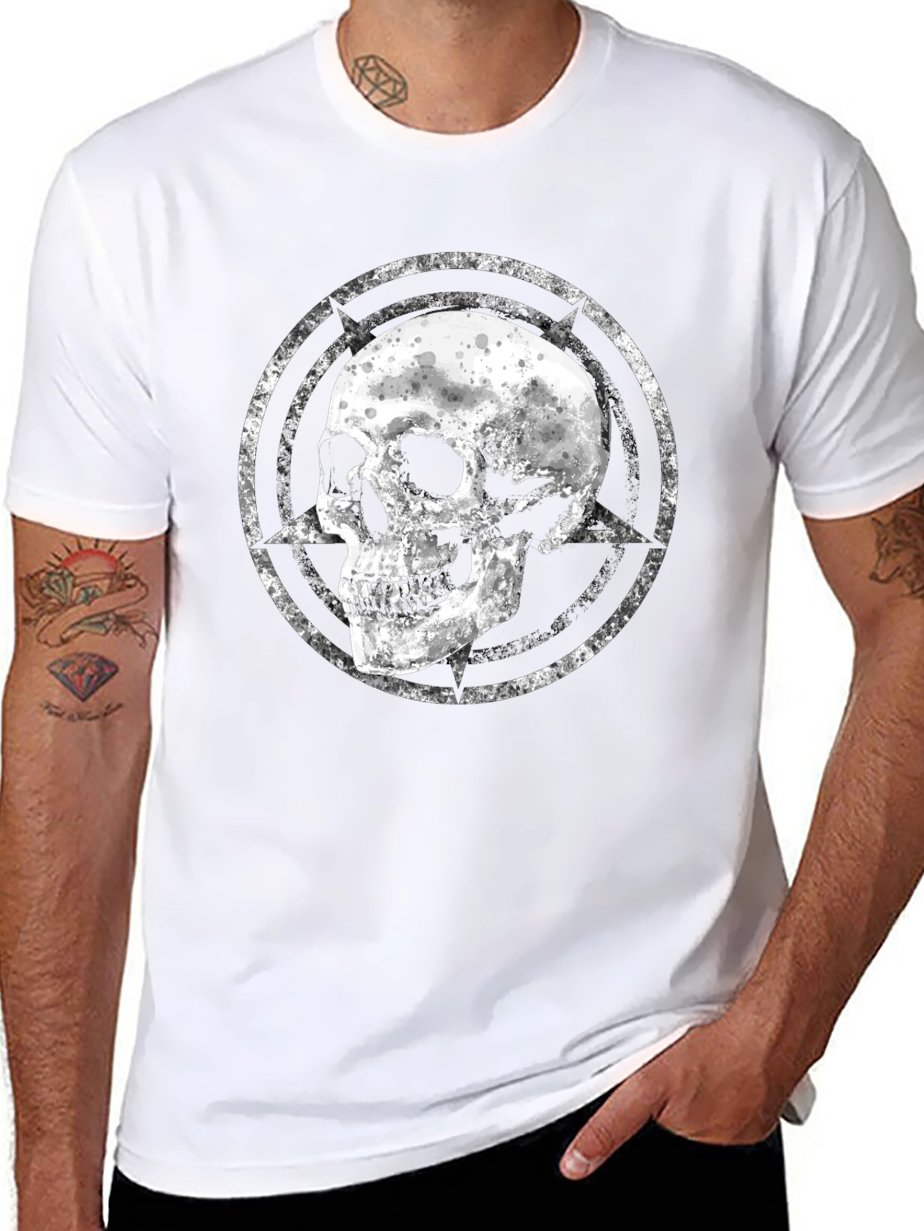 Skull Graphic Tee - Black Cotton Blend