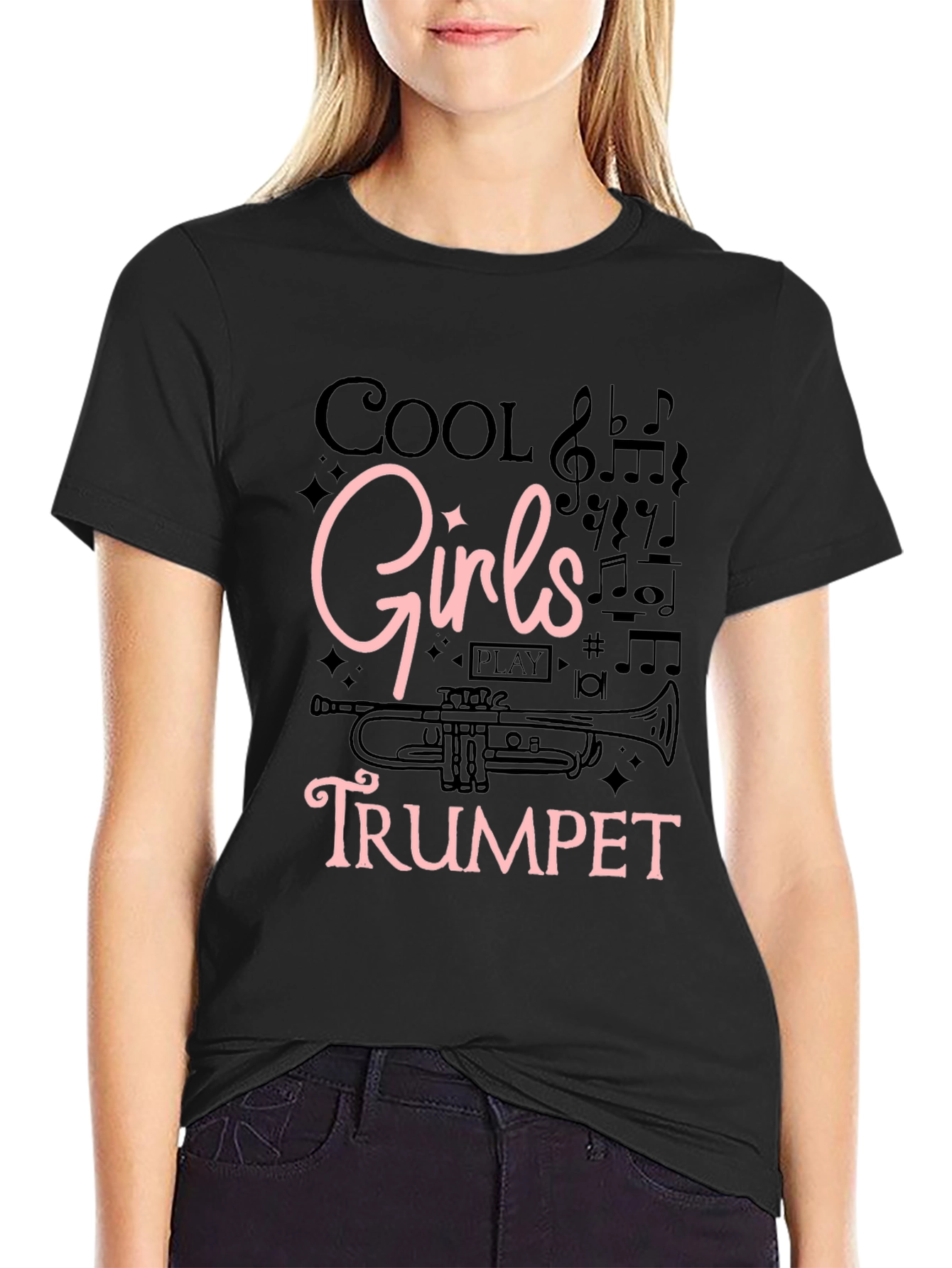 Cool Girls Trumpet Black Graphic Tee