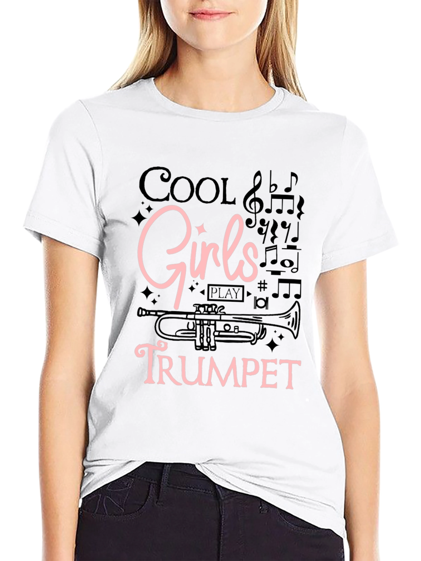 Cool Girls Trumpet Black Graphic Tee