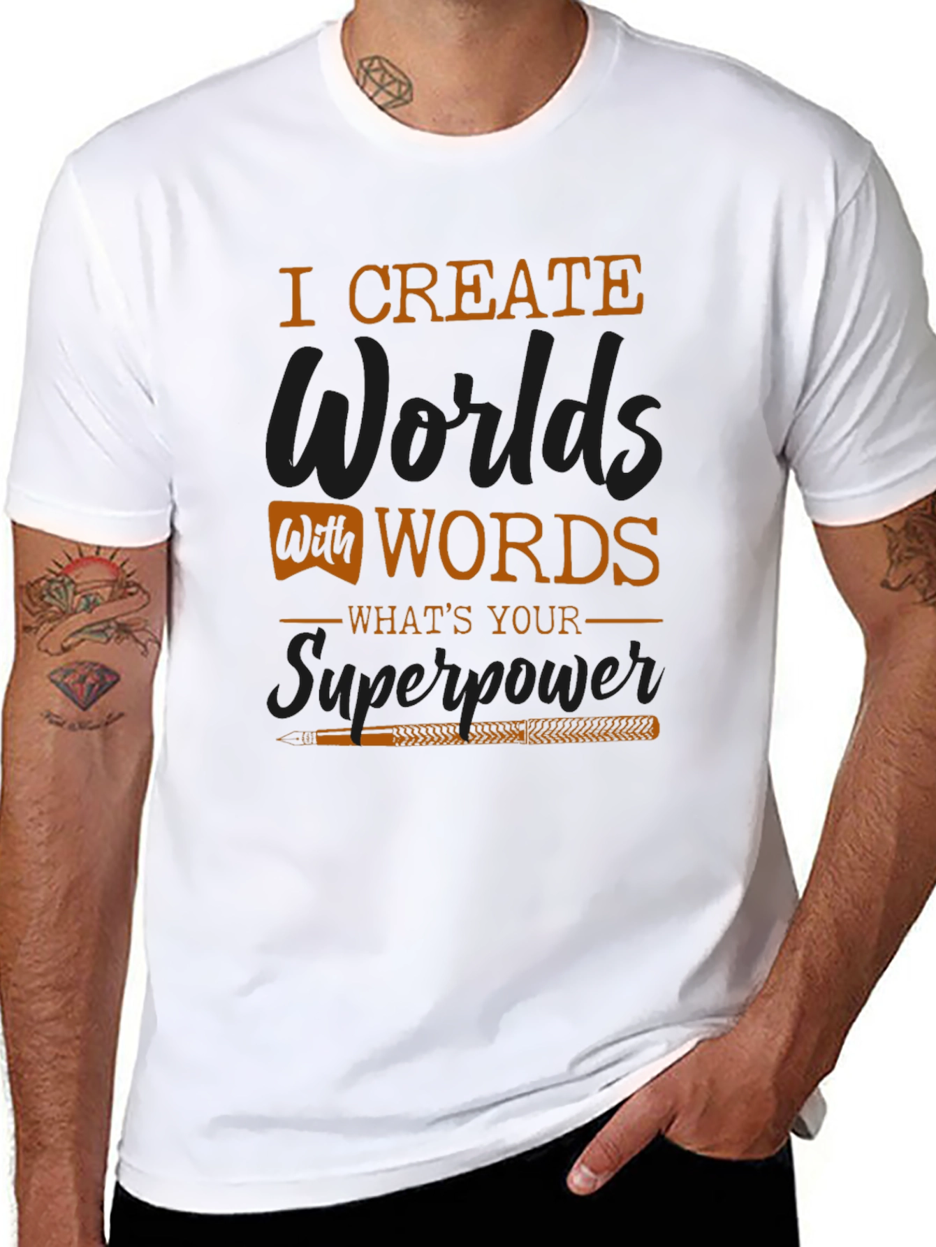 I Create Worlds With Words Graphic T-Shirt
