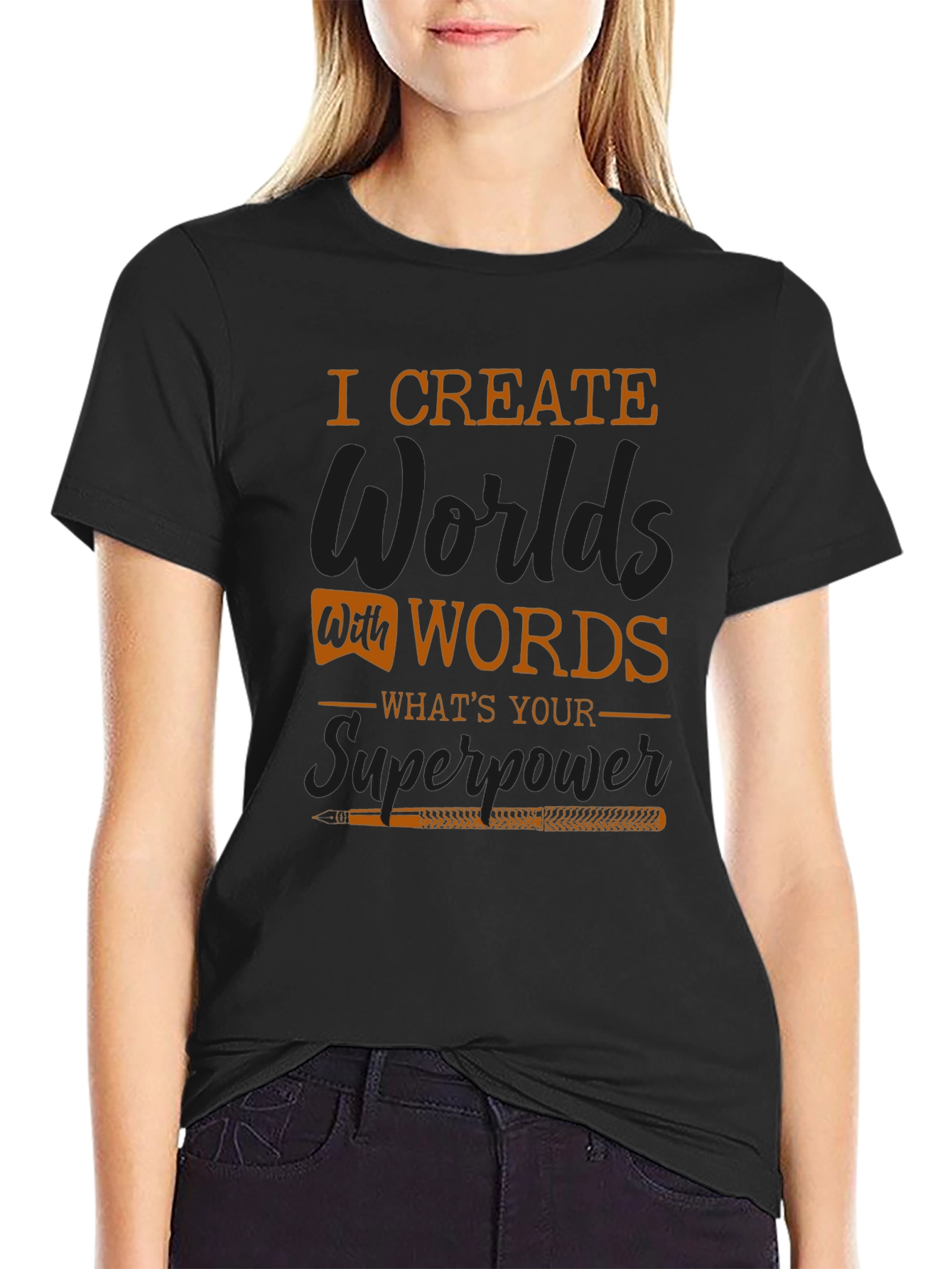 I Create Worlds With Words Graphic T-Shirt