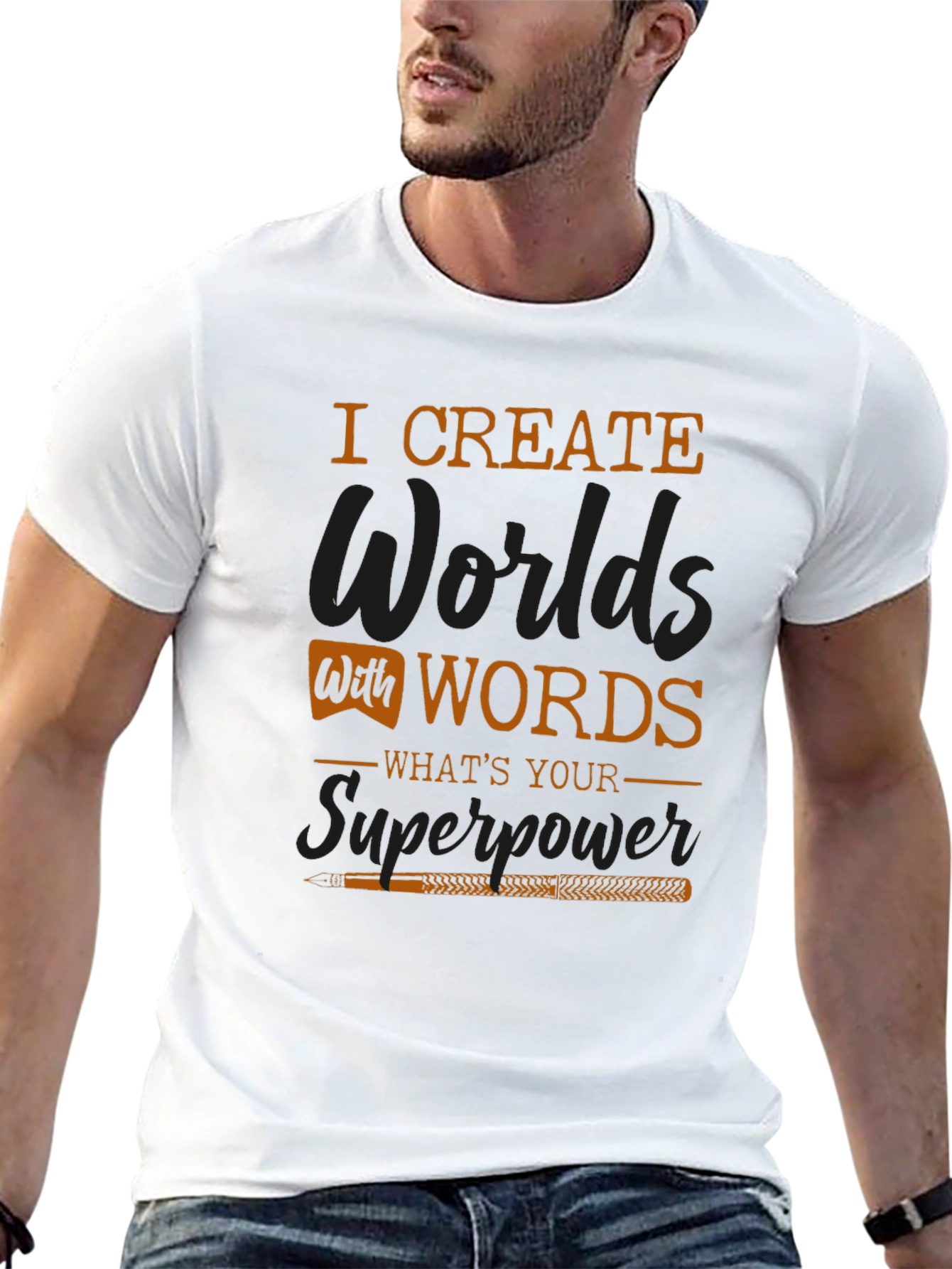 I Create Worlds With Words Graphic T-Shirt