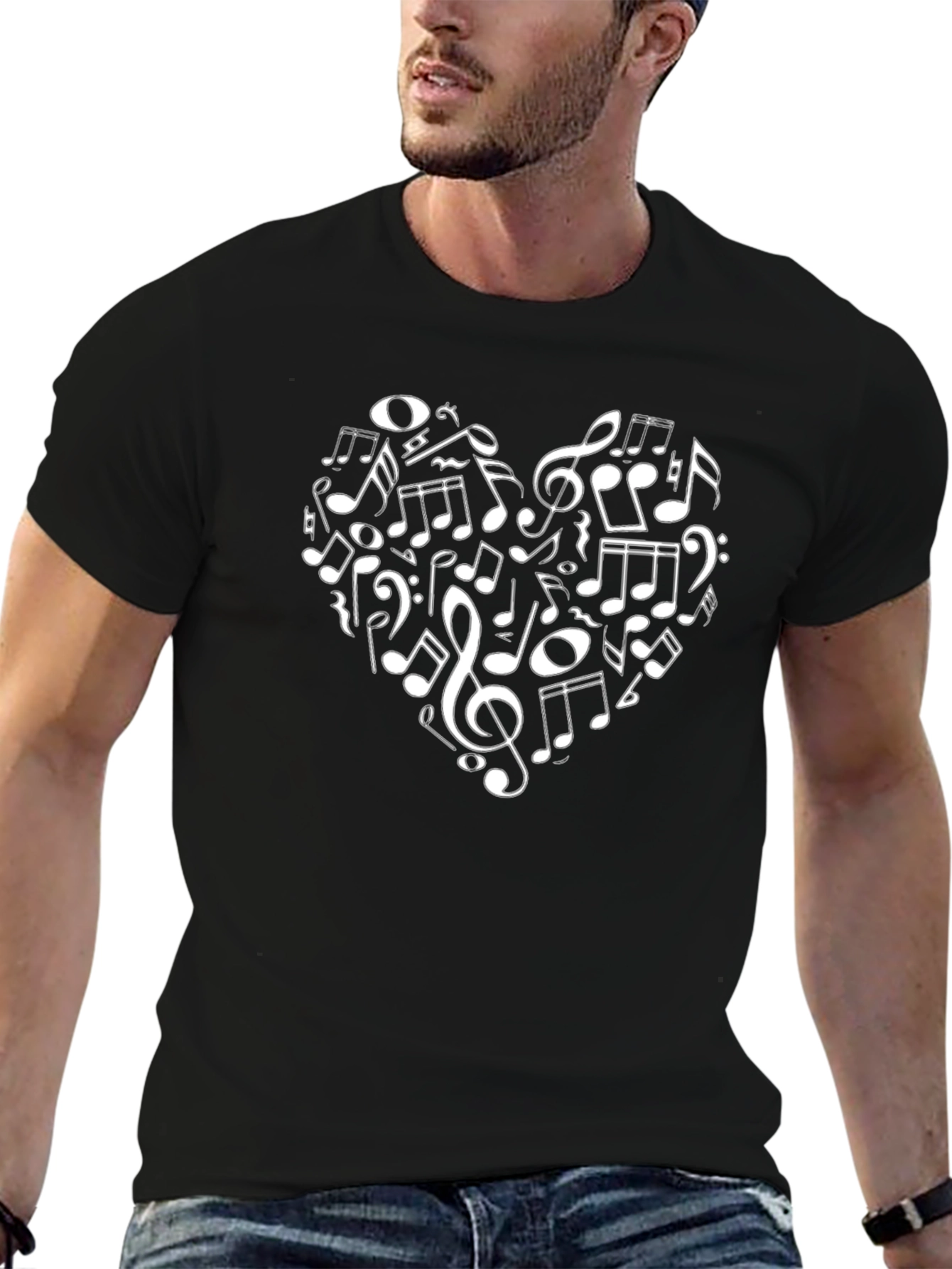 Musical Heart T-Shirt - Black Graphic Tee