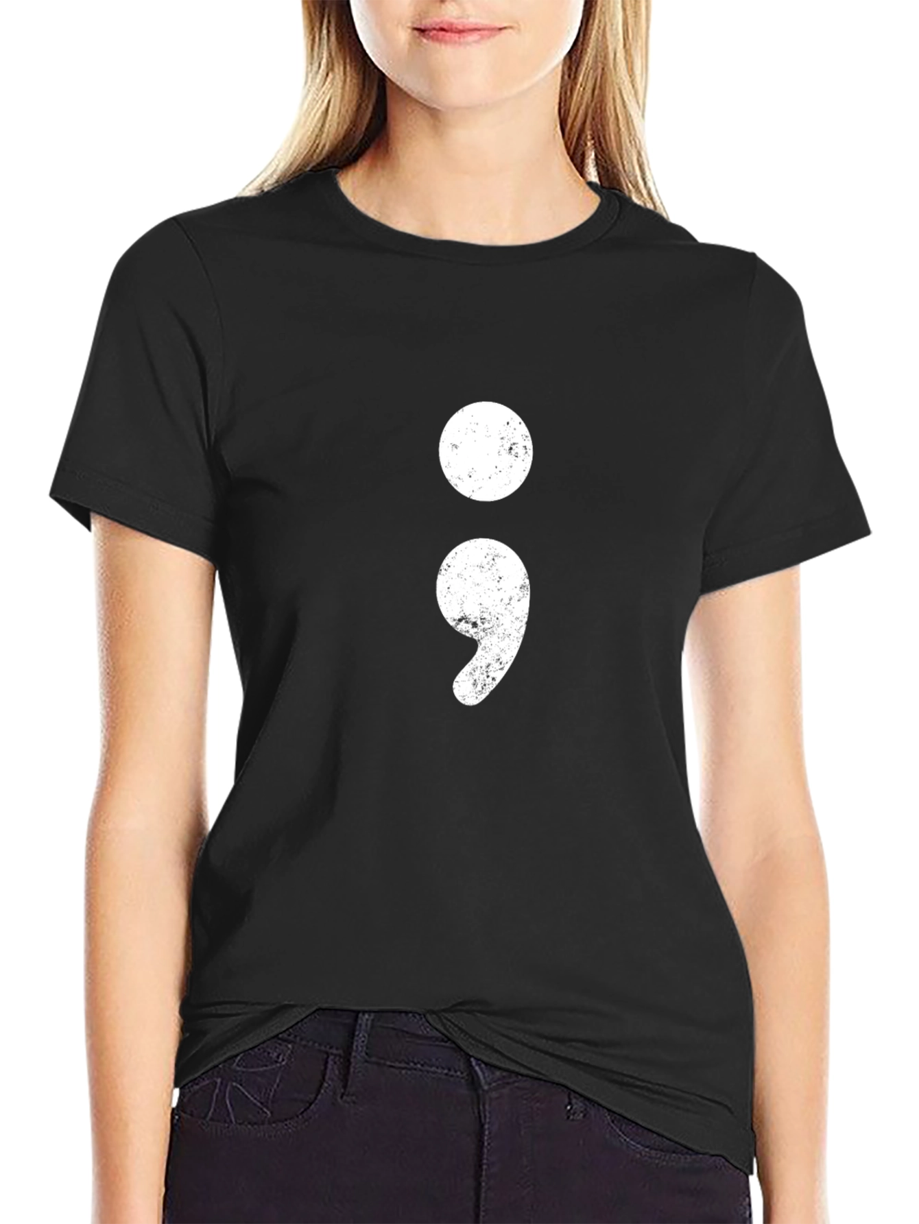 Semicolon Graphic Tee - Black