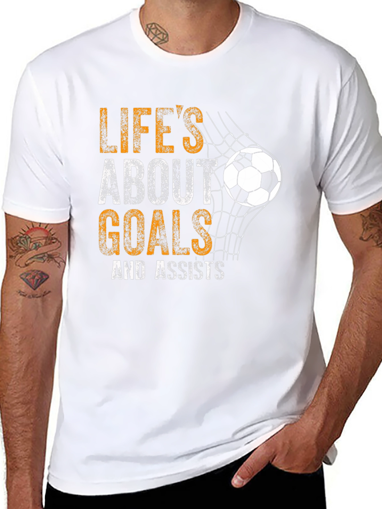 Lifes About Goals Soccer Graphic T-Shirt