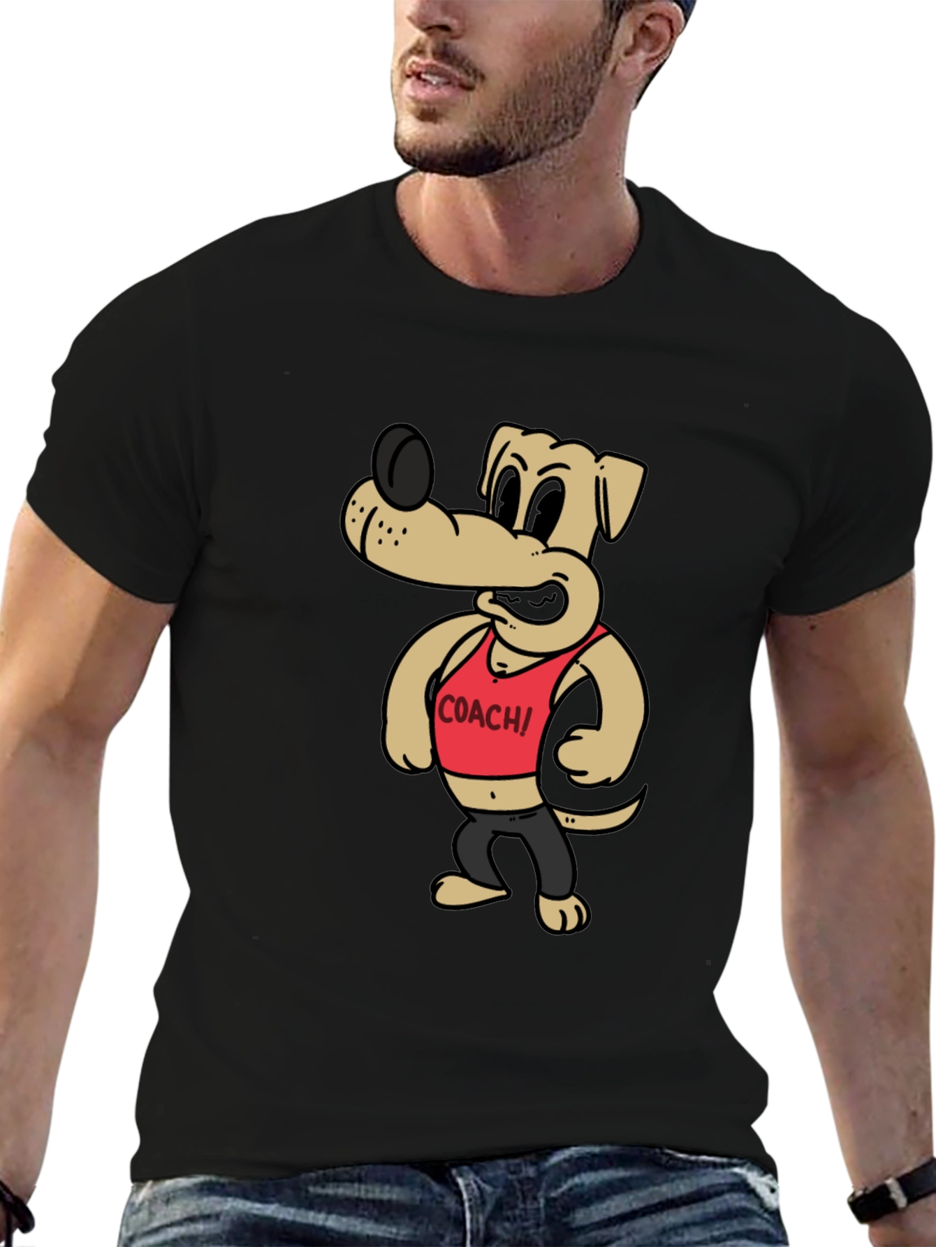 Cartoon Dog Coach Graphic Tee