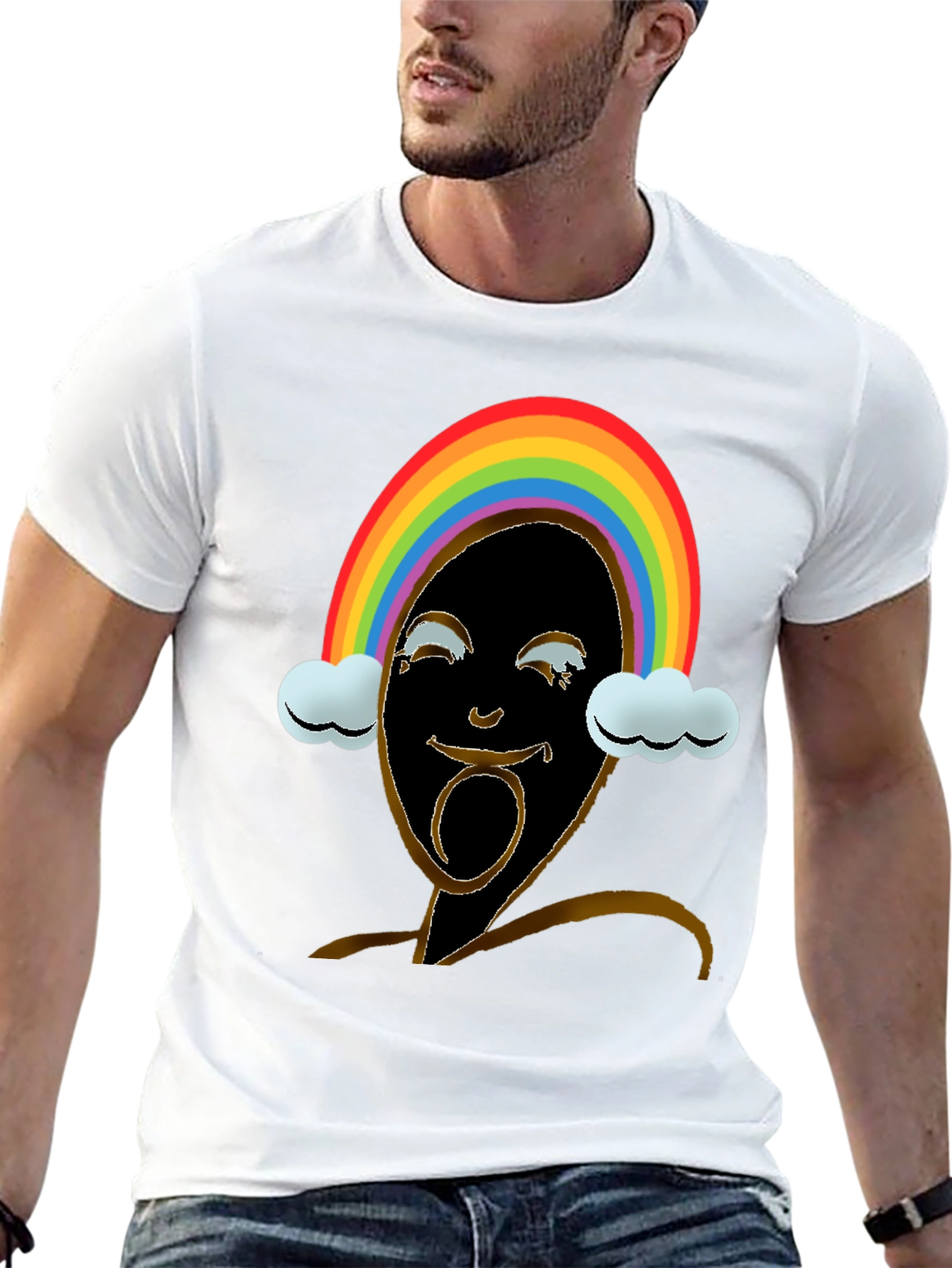 Rainbow Face Graphic Tee - Black