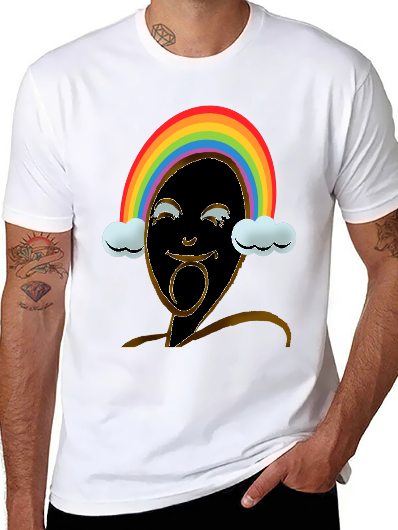 Rainbow Face Graphic Tee - Black