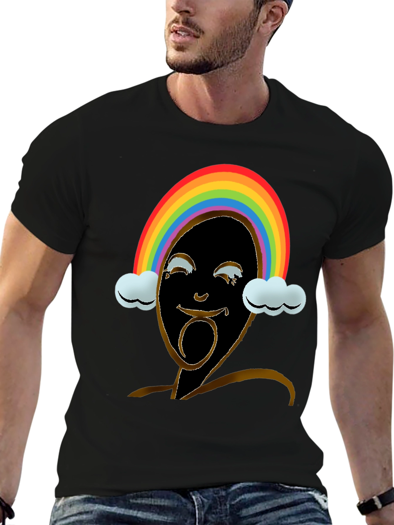 Rainbow Face Graphic Tee - Black