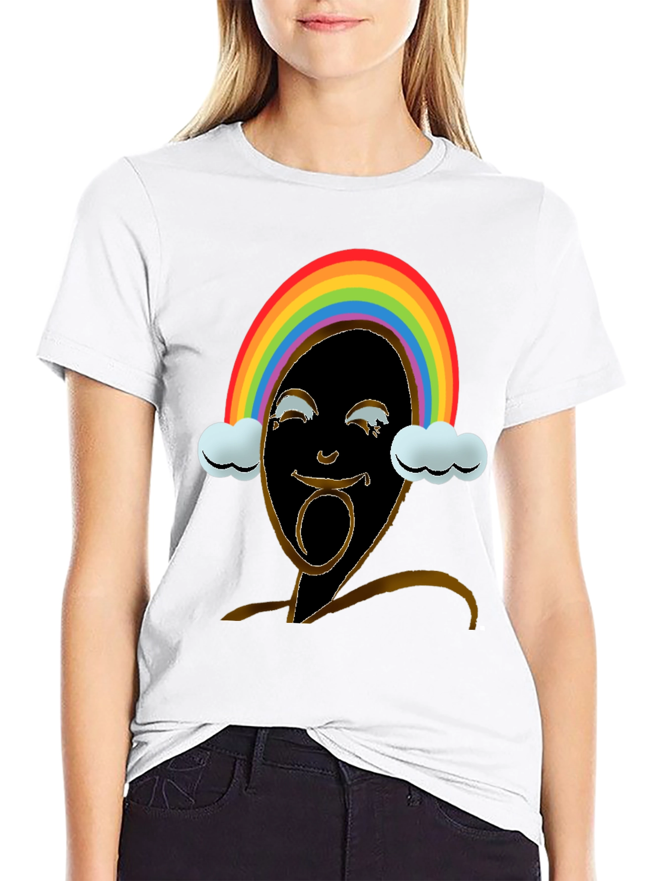 Rainbow Face Graphic Tee - Black