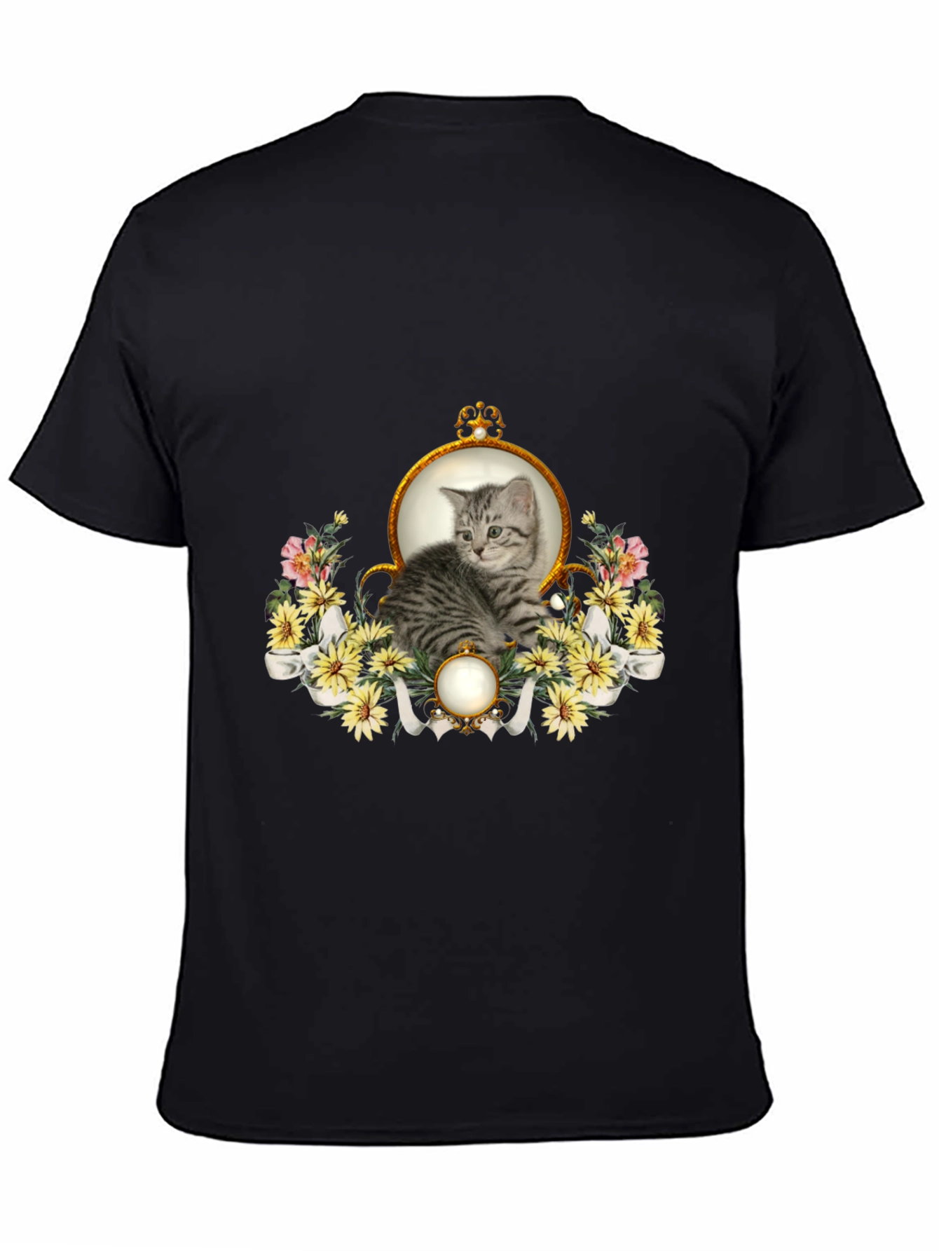 Kitten Portrait Black T-Shirt