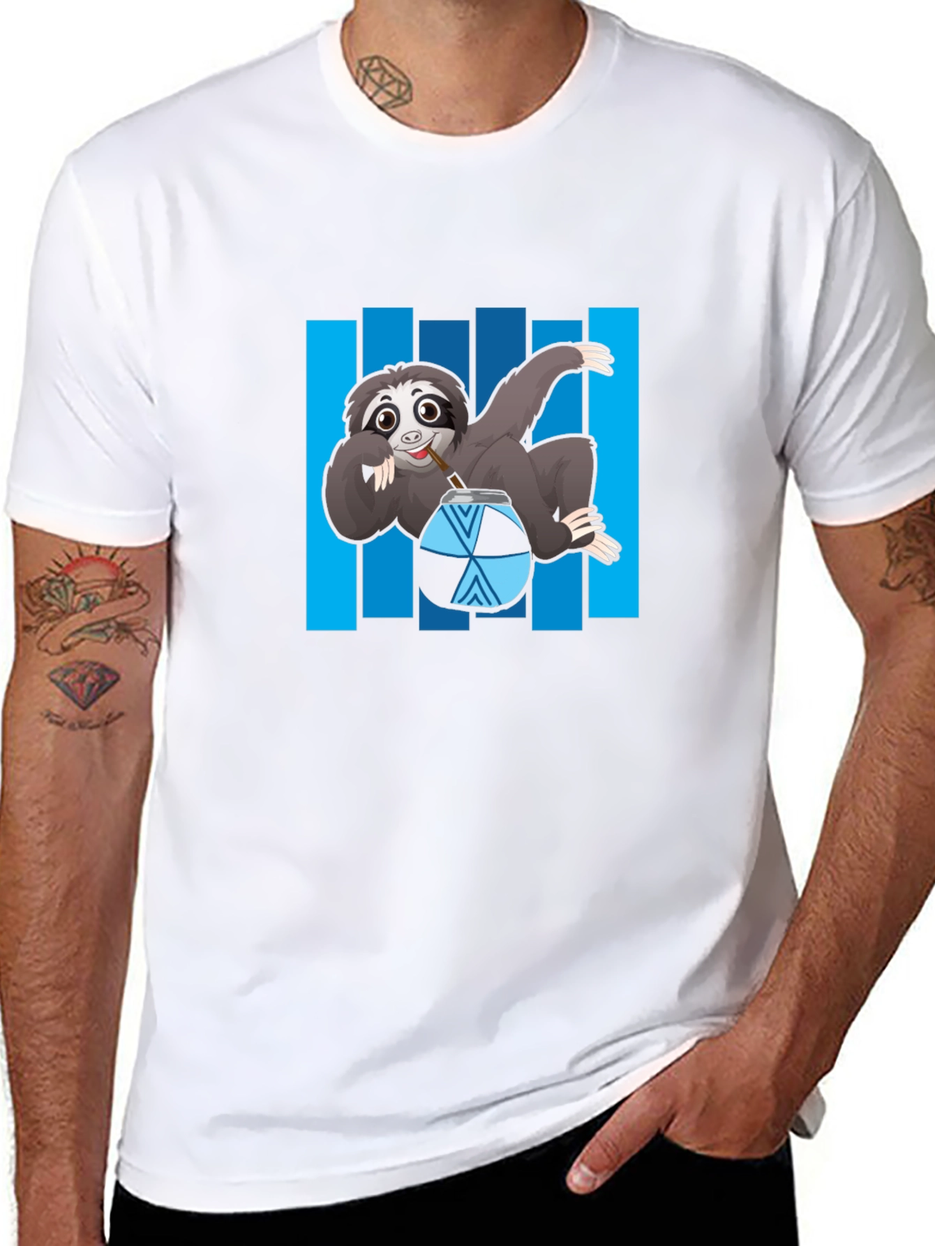 Sloth Sipping Mate T-Shirt - Relaxed Style
