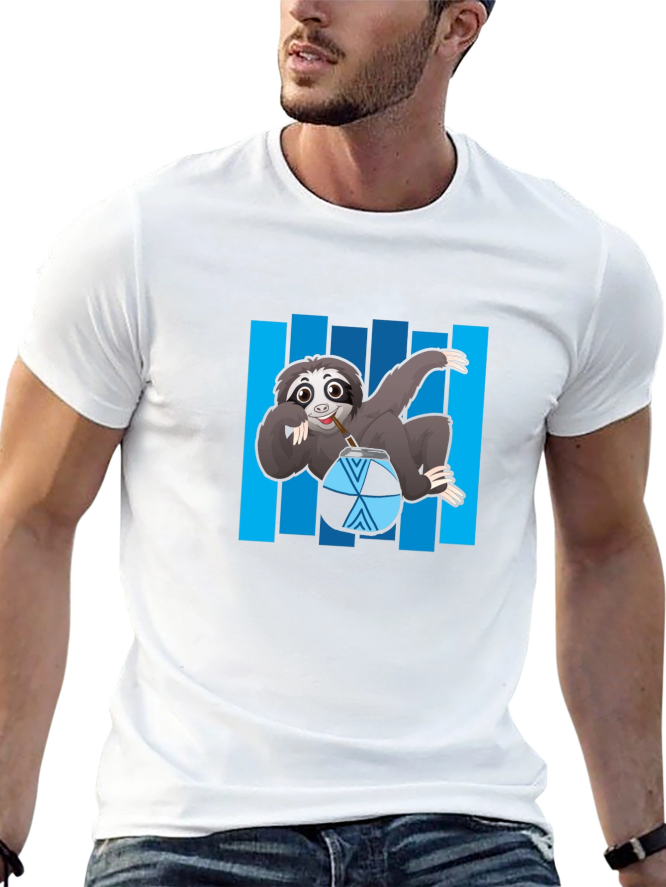 Sloth Sipping Mate T-Shirt - Relaxed Style
