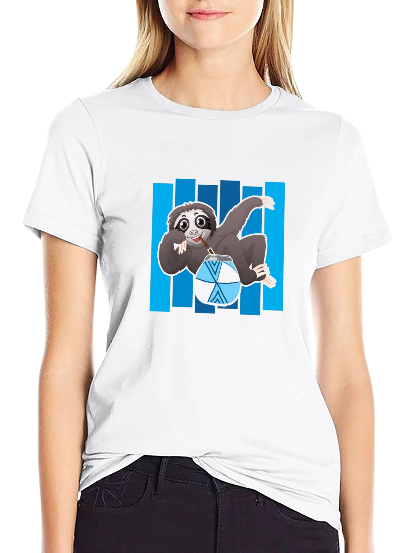 Sloth Sipping Mate T-Shirt - Relaxed Style