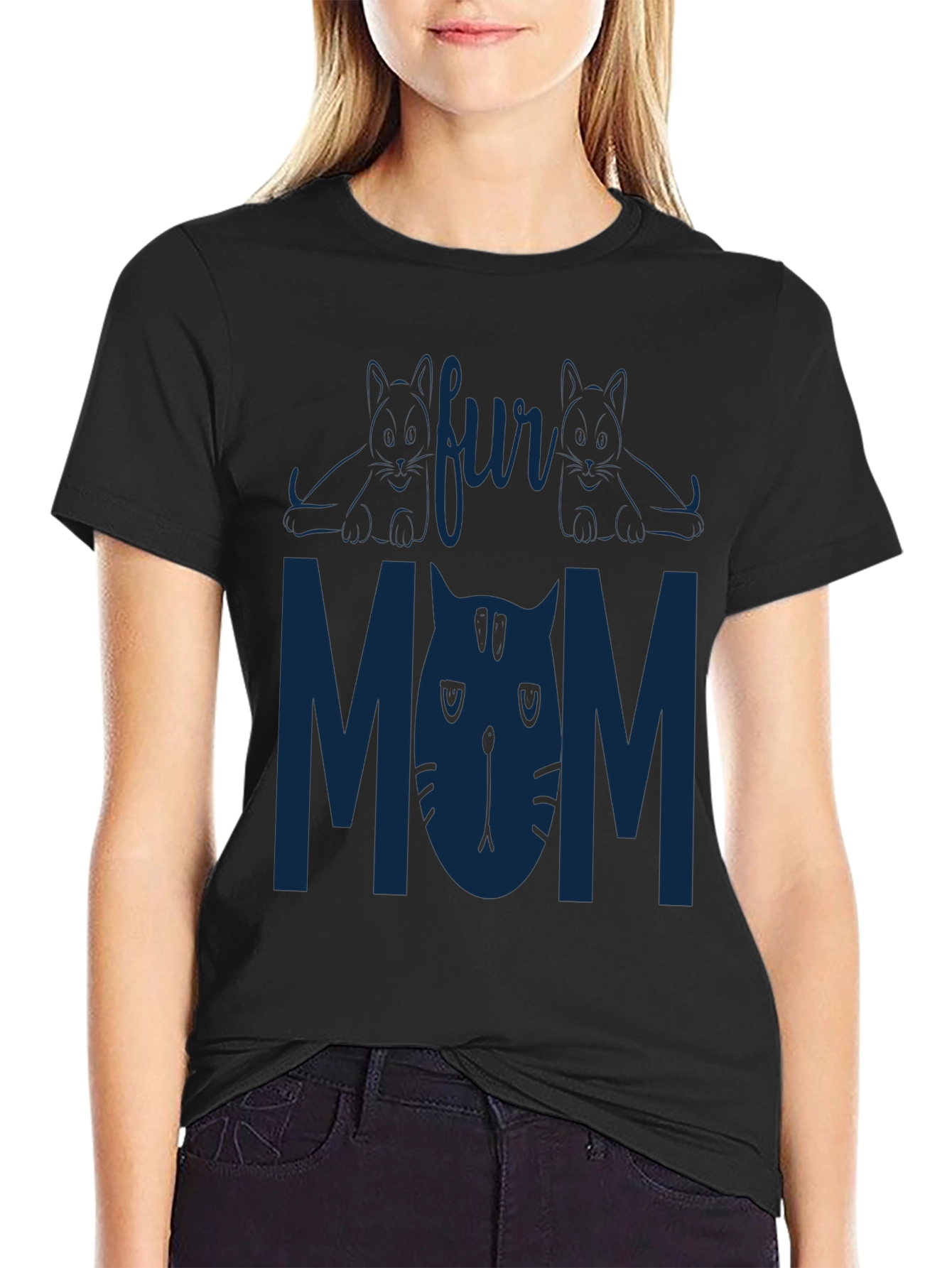 Fur Mom Black T-Shirt - Cat Lover Tee