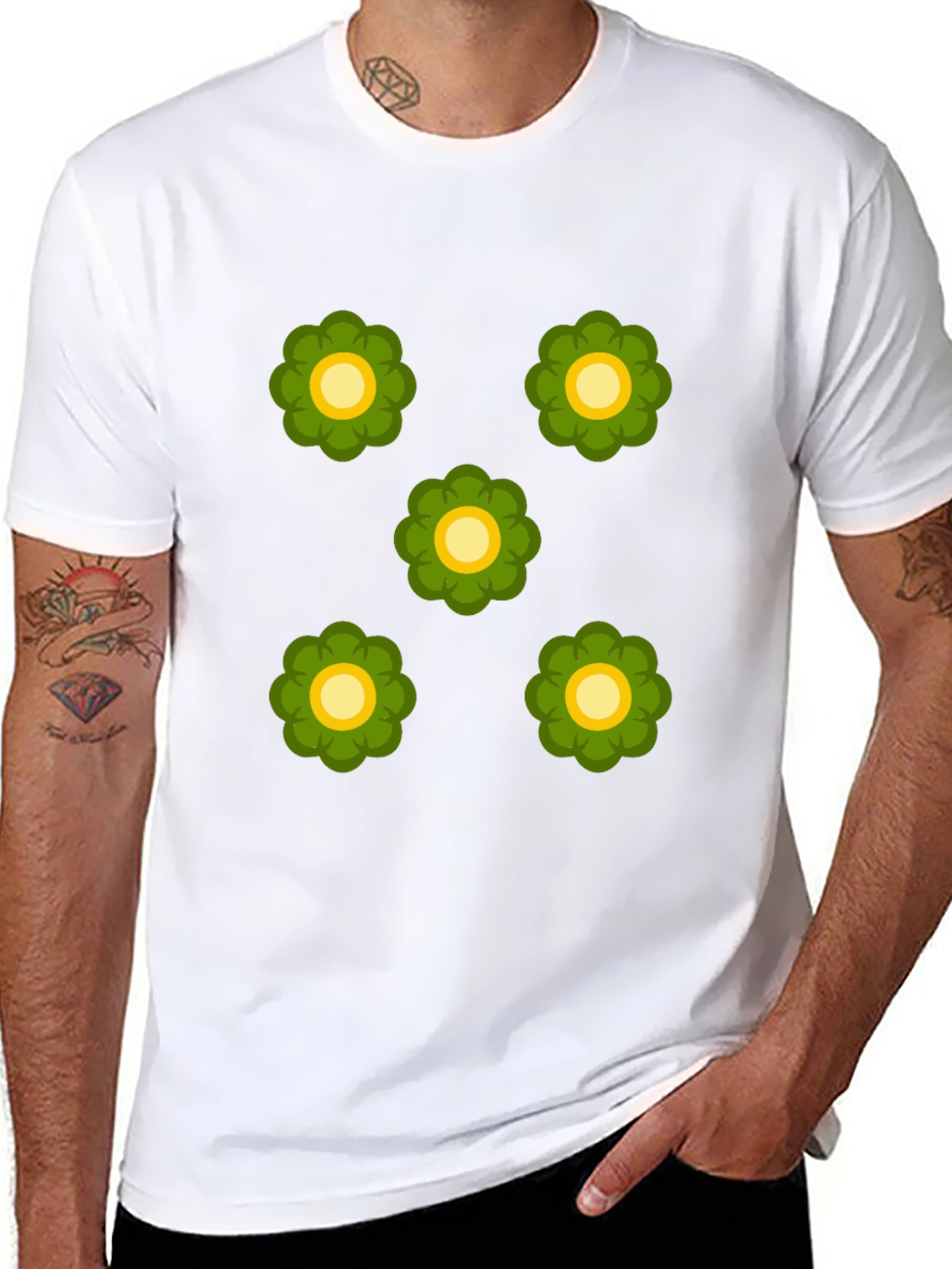 Retro Floral Print Black T-Shirt