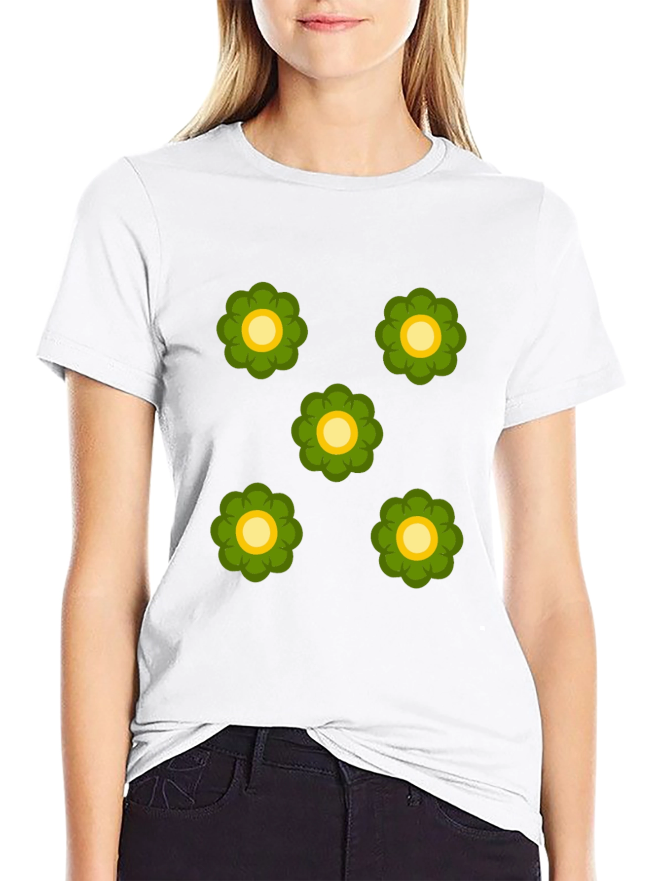 Retro Floral Print Black T-Shirt