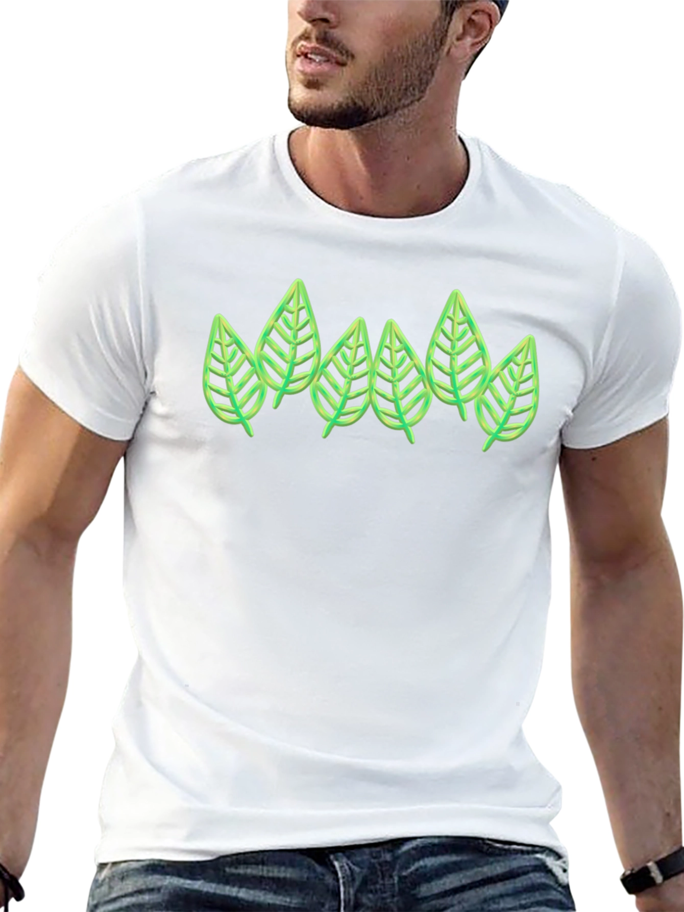 Leaf Design Black T-Shirt