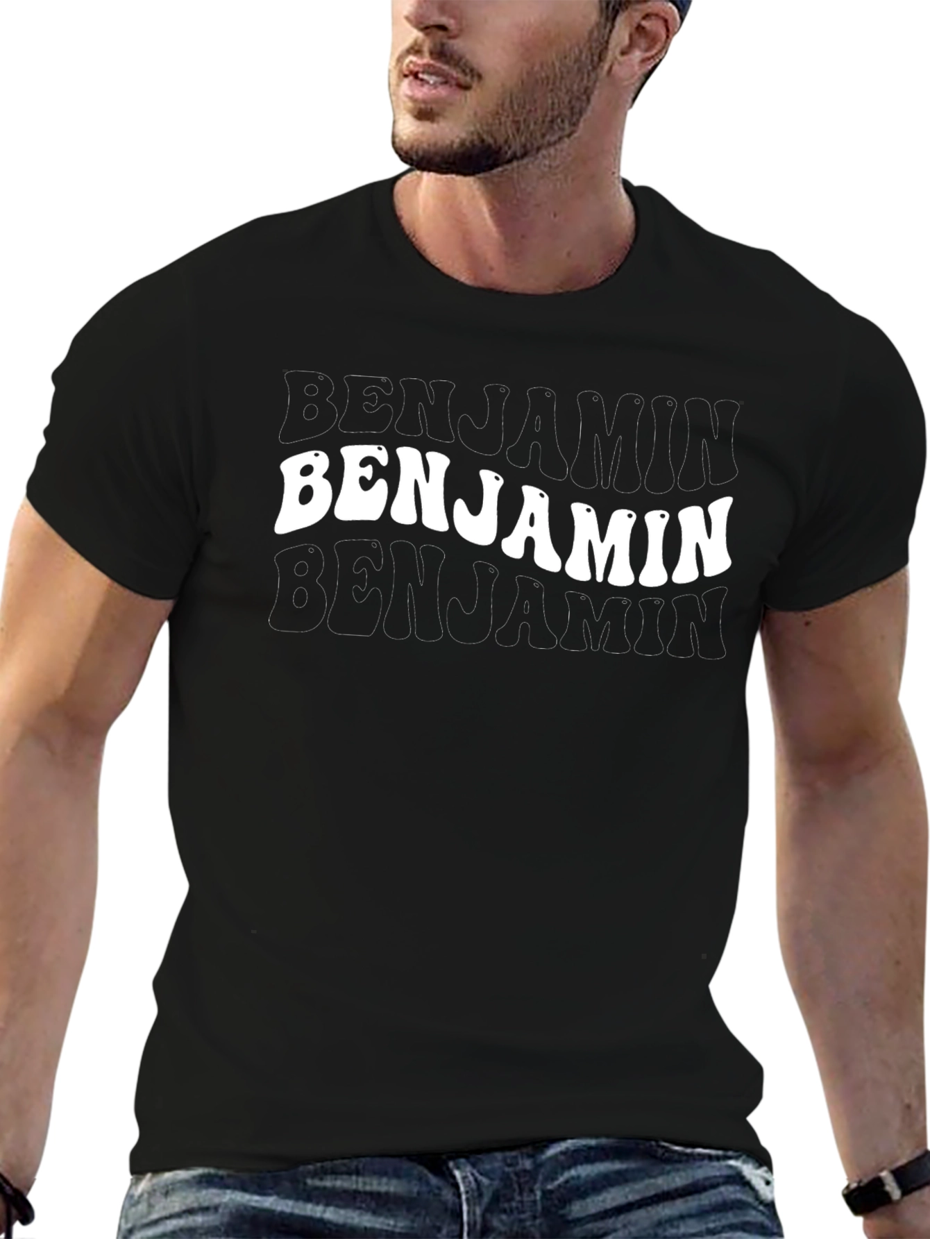 Retro Benjamin Name T-Shirt - Groovy Custom Gift