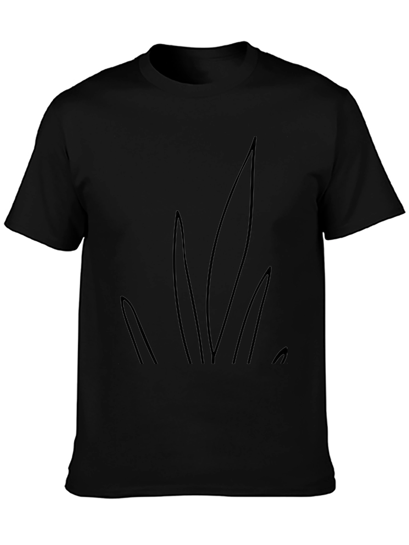 Minimalist Grass Design Black T-Shirt