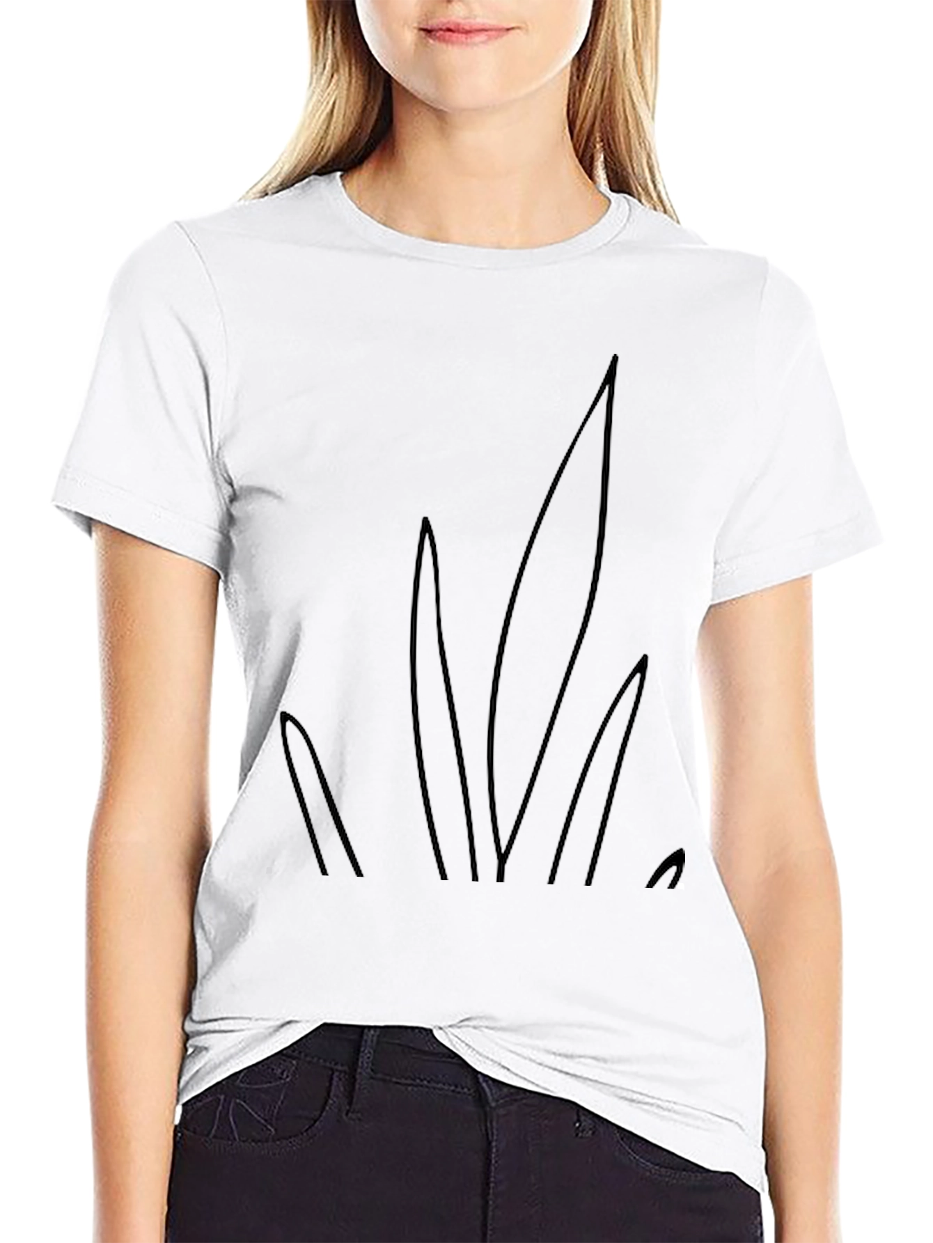 Minimalist Grass Design Black T-Shirt