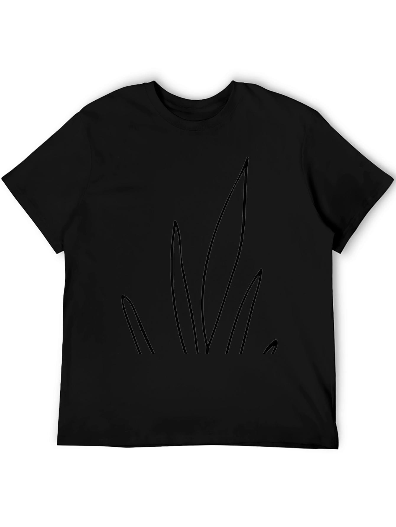 Minimalist Grass Design Black T-Shirt
