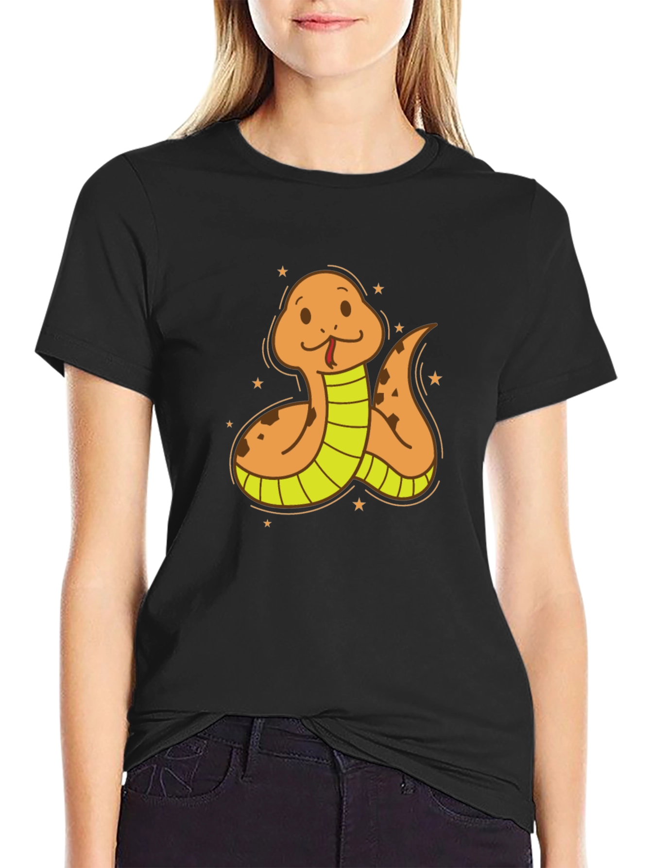 Cartoon Snake Graphic Tee - Soft Cotton Blend