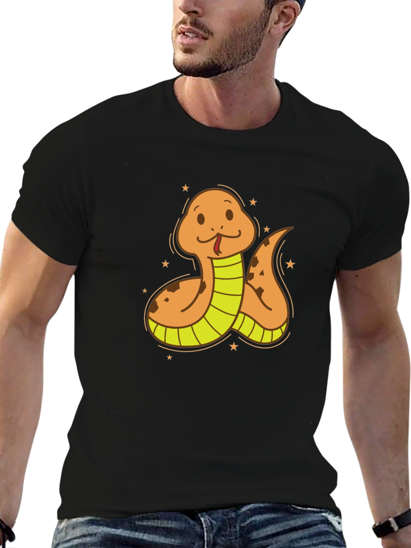 Cartoon Snake Graphic Tee - Soft Cotton Blend