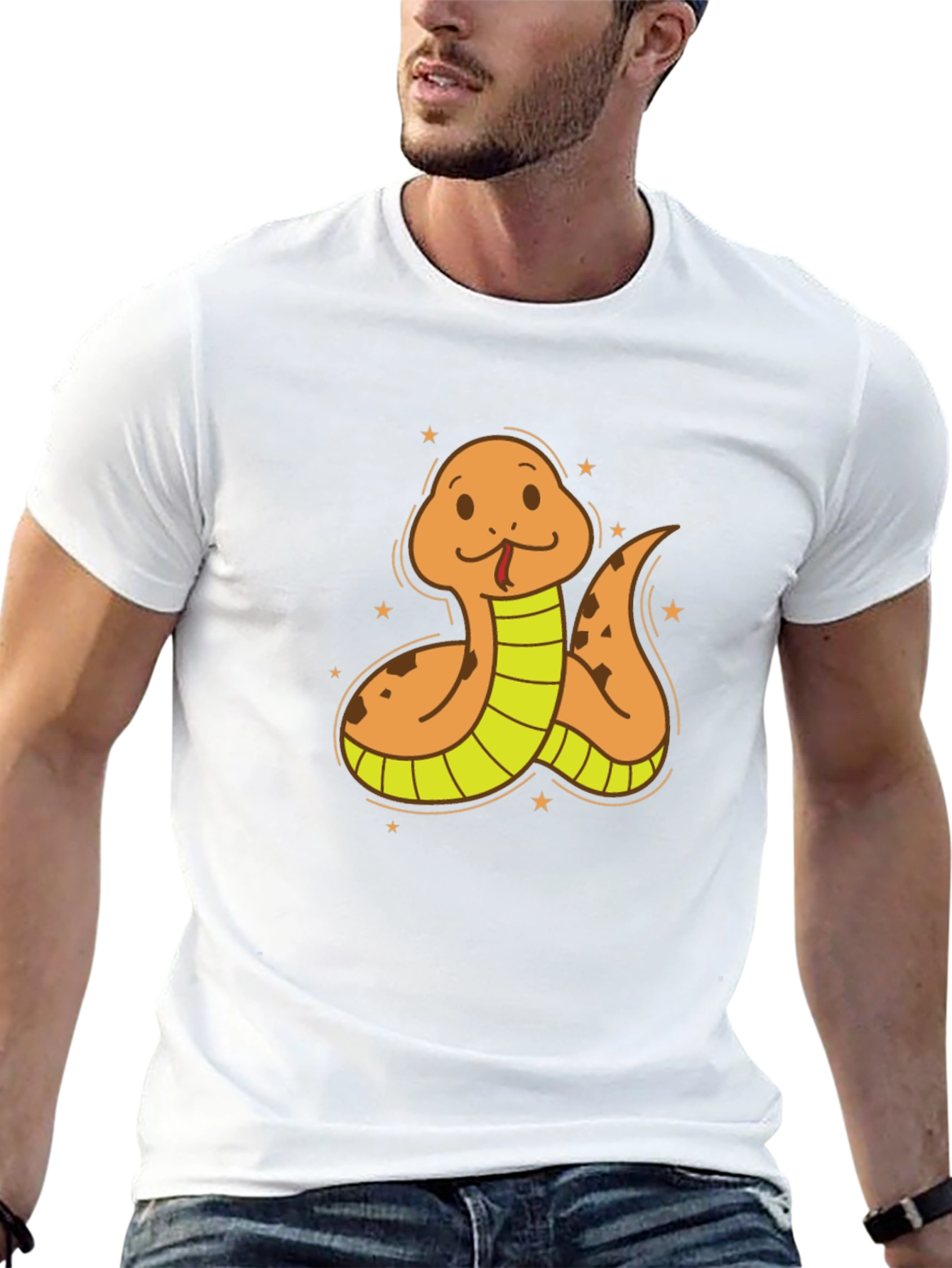 Cartoon Snake Graphic Tee - Soft Cotton Blend