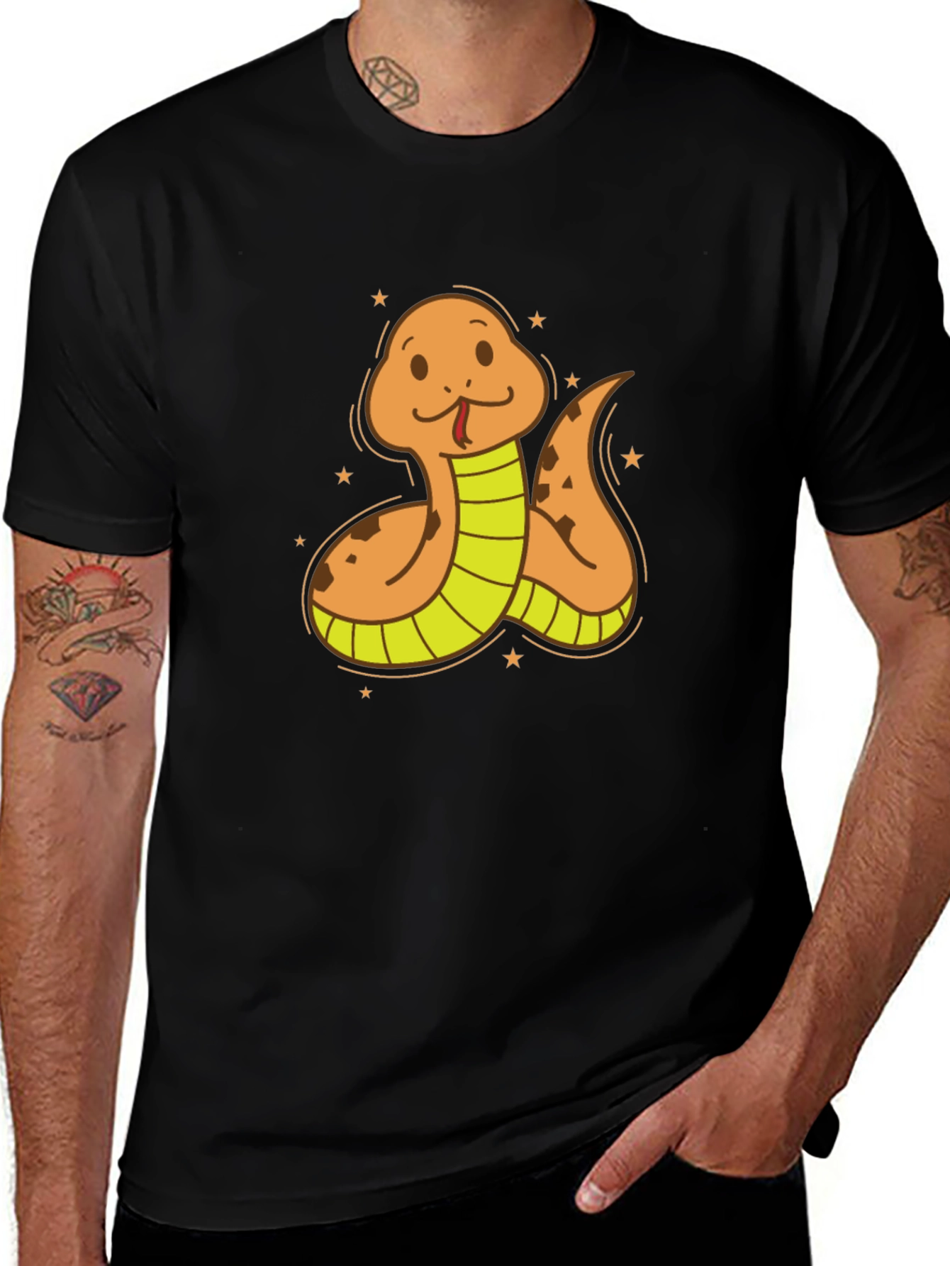 Cartoon Snake Graphic Tee - Soft Cotton Blend