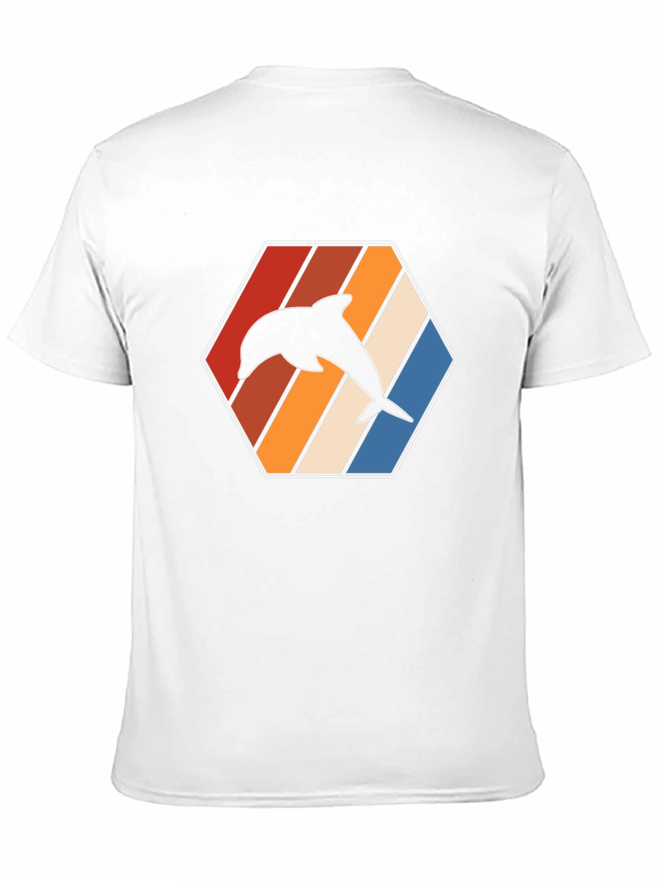 Retro Dolphin Graphic Tee - Black Cotton T-Shirt