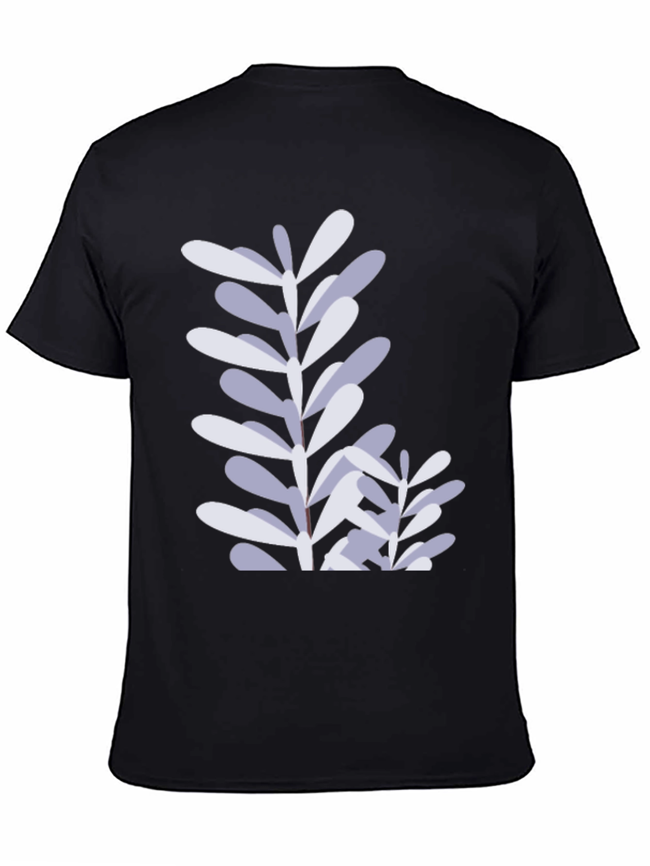 Stylish Black T-Shirt with Botanical Leaf Print
