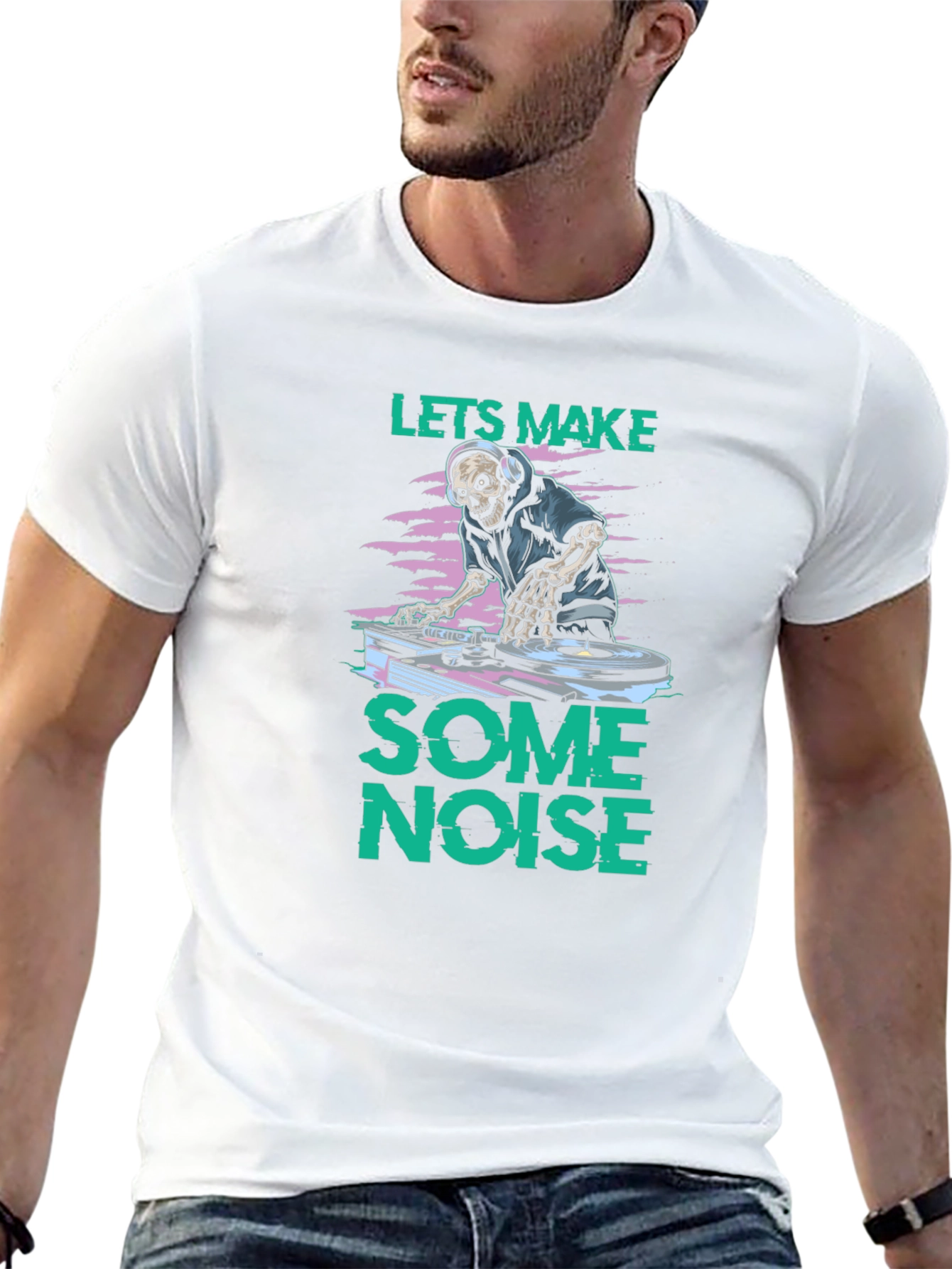 DJ Skeleton Graphic T-Shirt - Lets Make Some Noise!