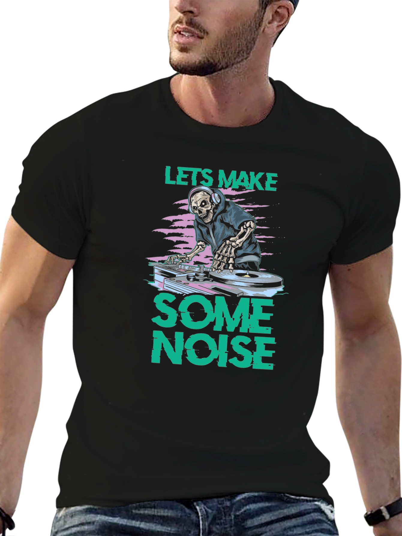 DJ Skeleton Graphic T-Shirt - Lets Make Some Noise!