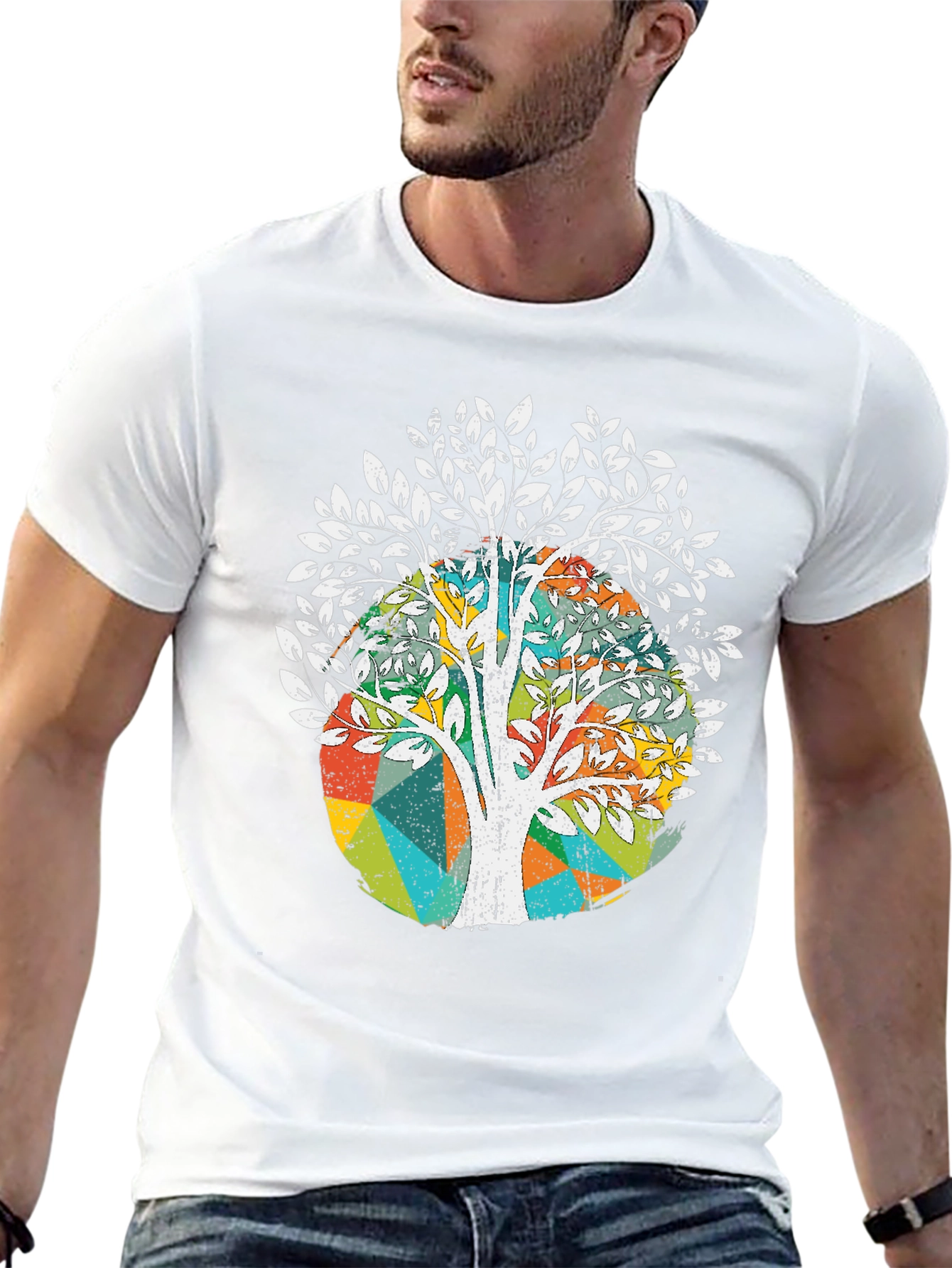Abstract Tree Graphic Tee - Modern Style