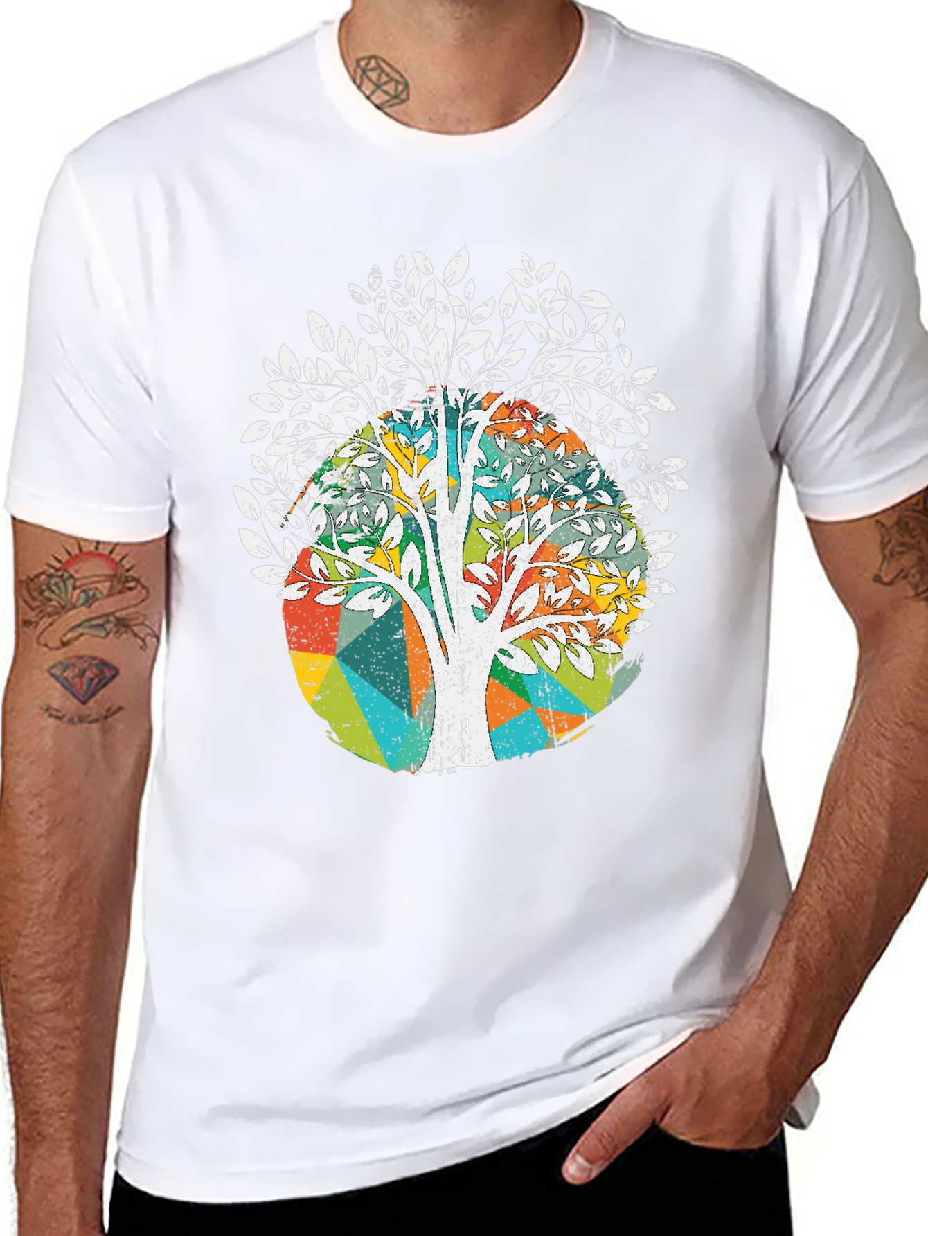 Abstract Tree Graphic Tee - Modern Style