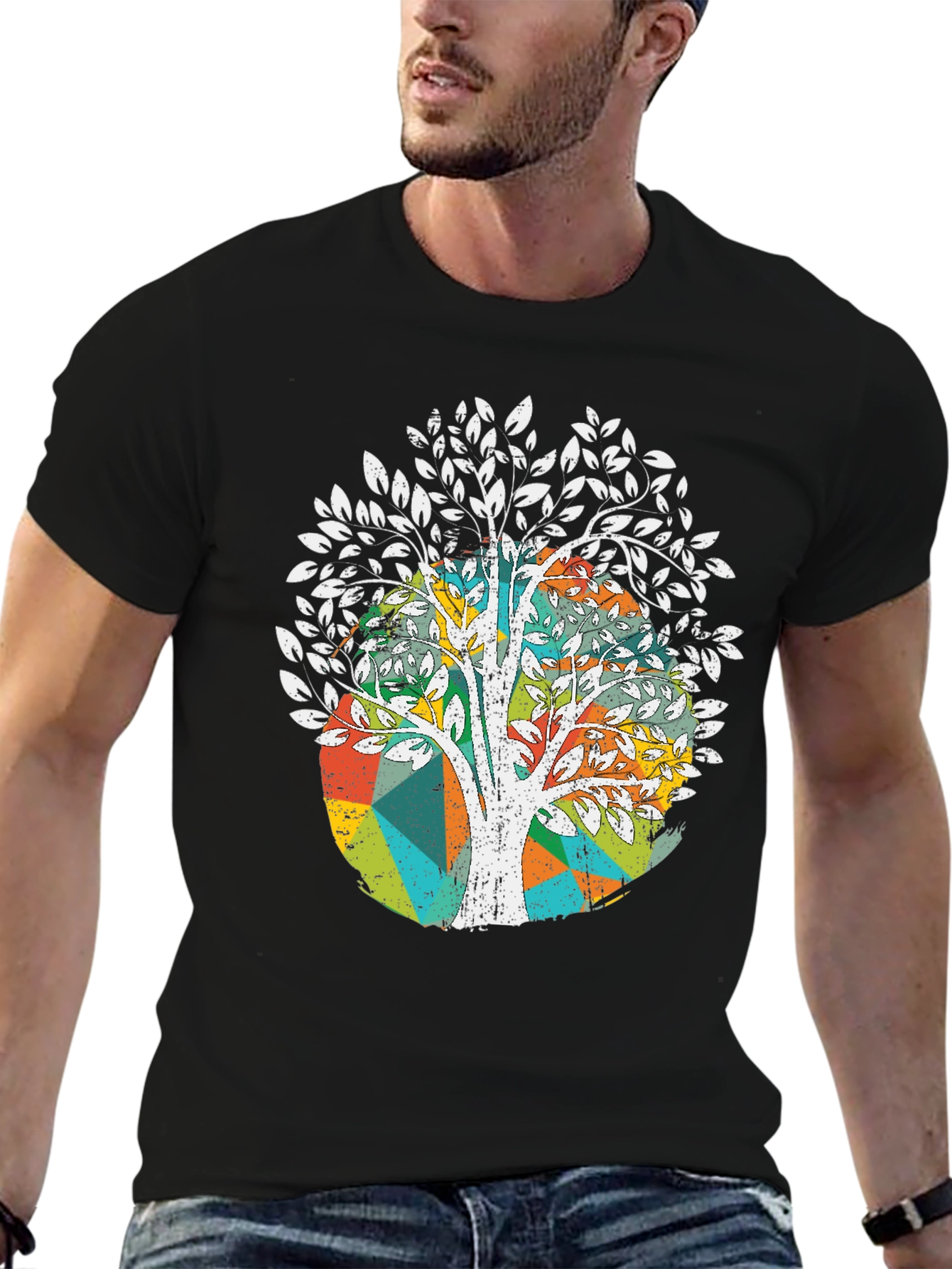 Abstract Tree Graphic Tee - Modern Style