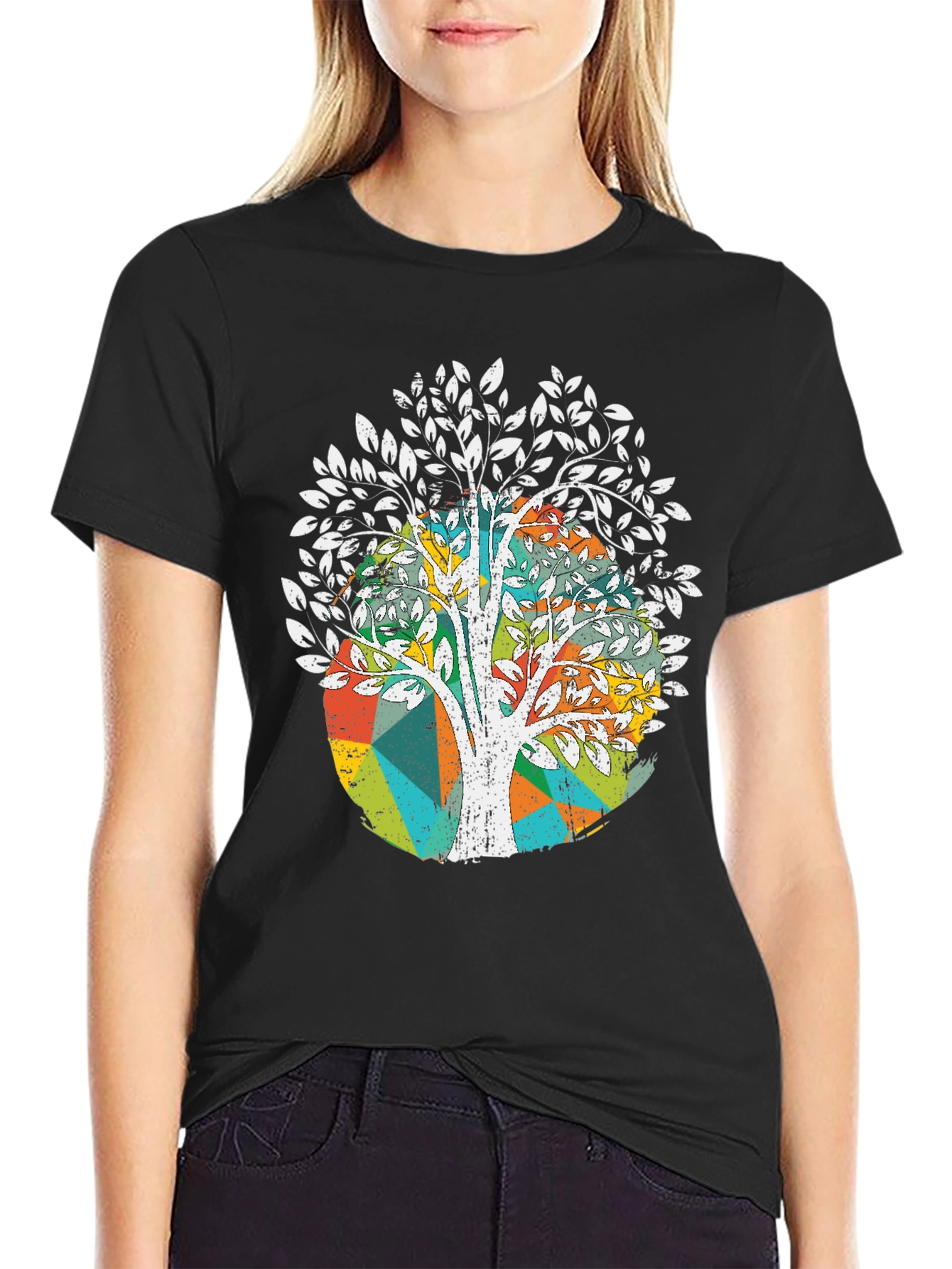 Abstract Tree Graphic Tee - Modern Style