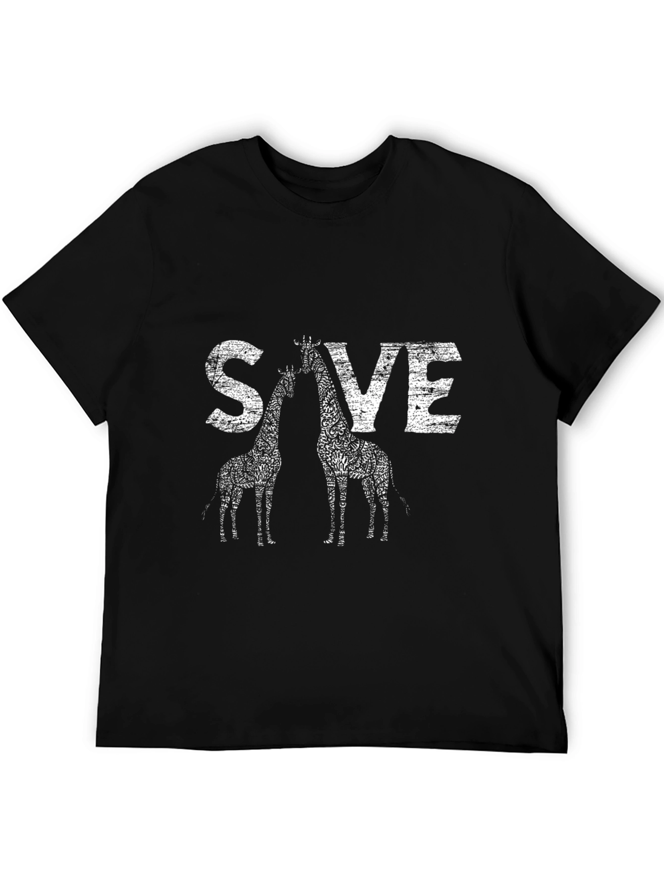 Save Giraffes Graphic Tee - Black Crew Neck