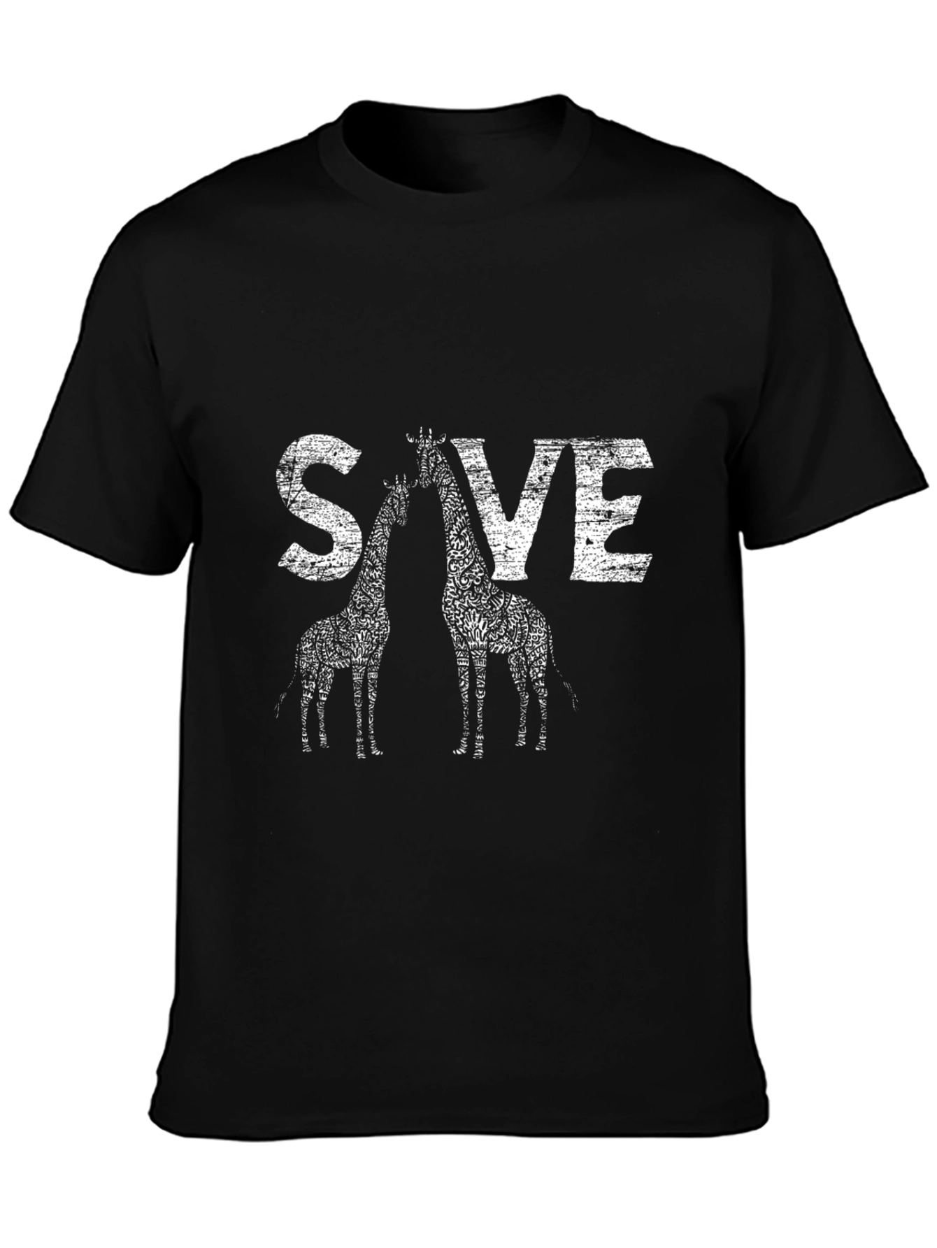 Save Giraffes Graphic Tee - Black Crew Neck