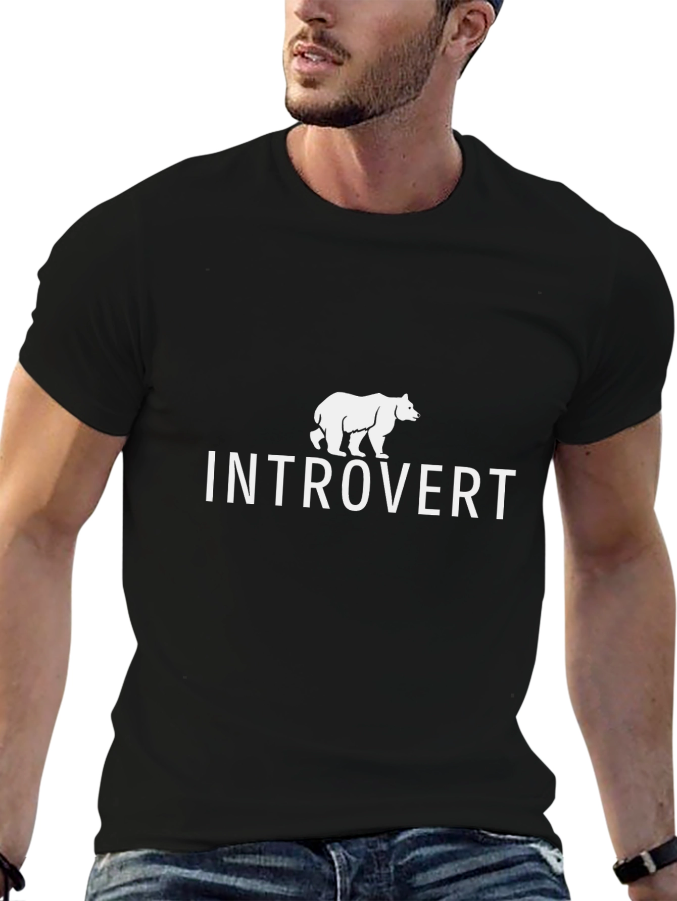 Introvert Bear Graphic Tee - Soft Cotton T-Shirt