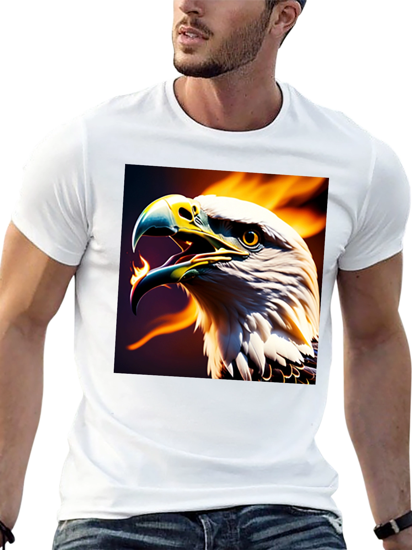 Fiery Eagle Graphic Tee - Bold Black T-Shirt