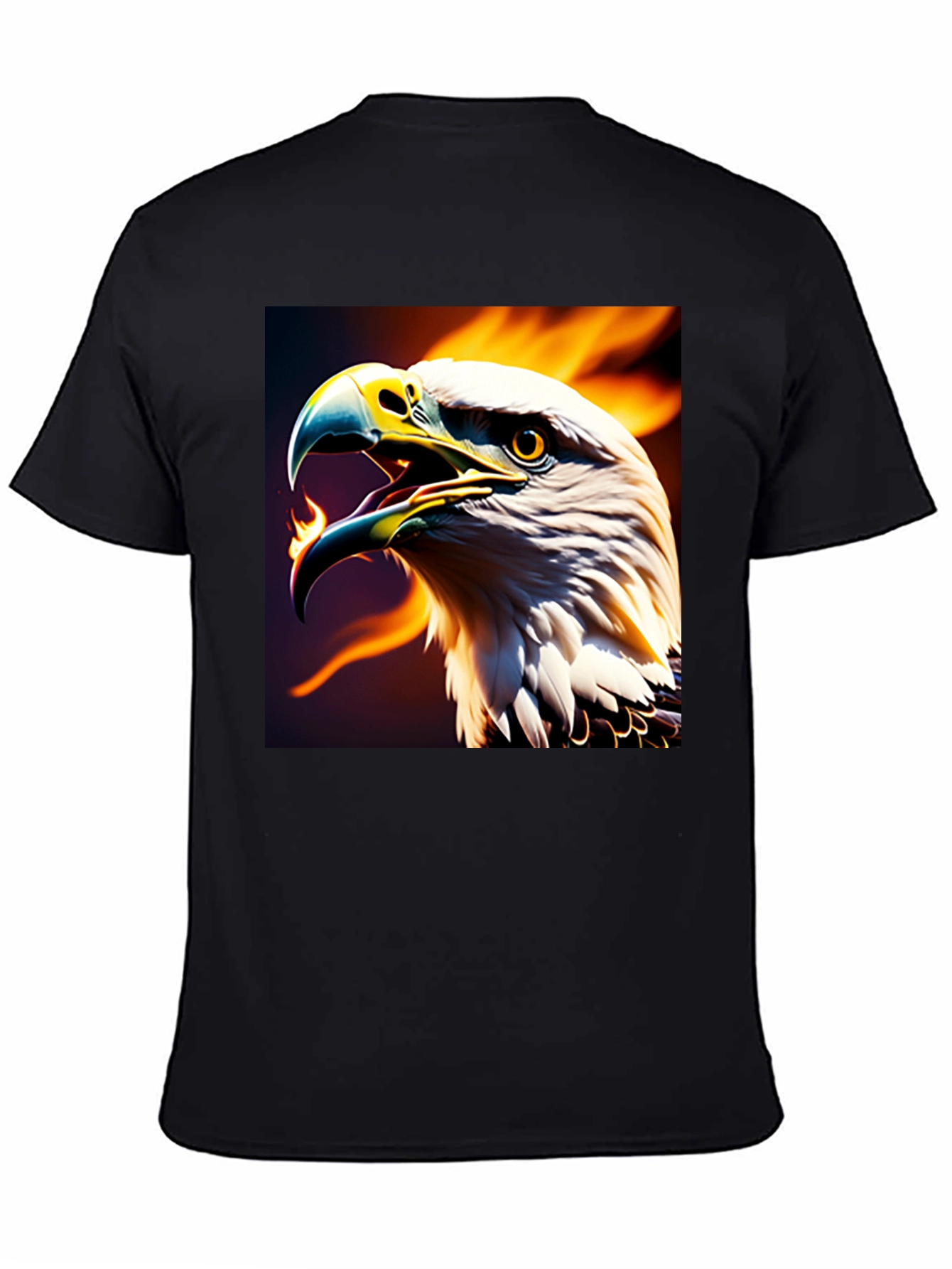 Fiery Eagle Graphic Tee - Bold Black T-Shirt