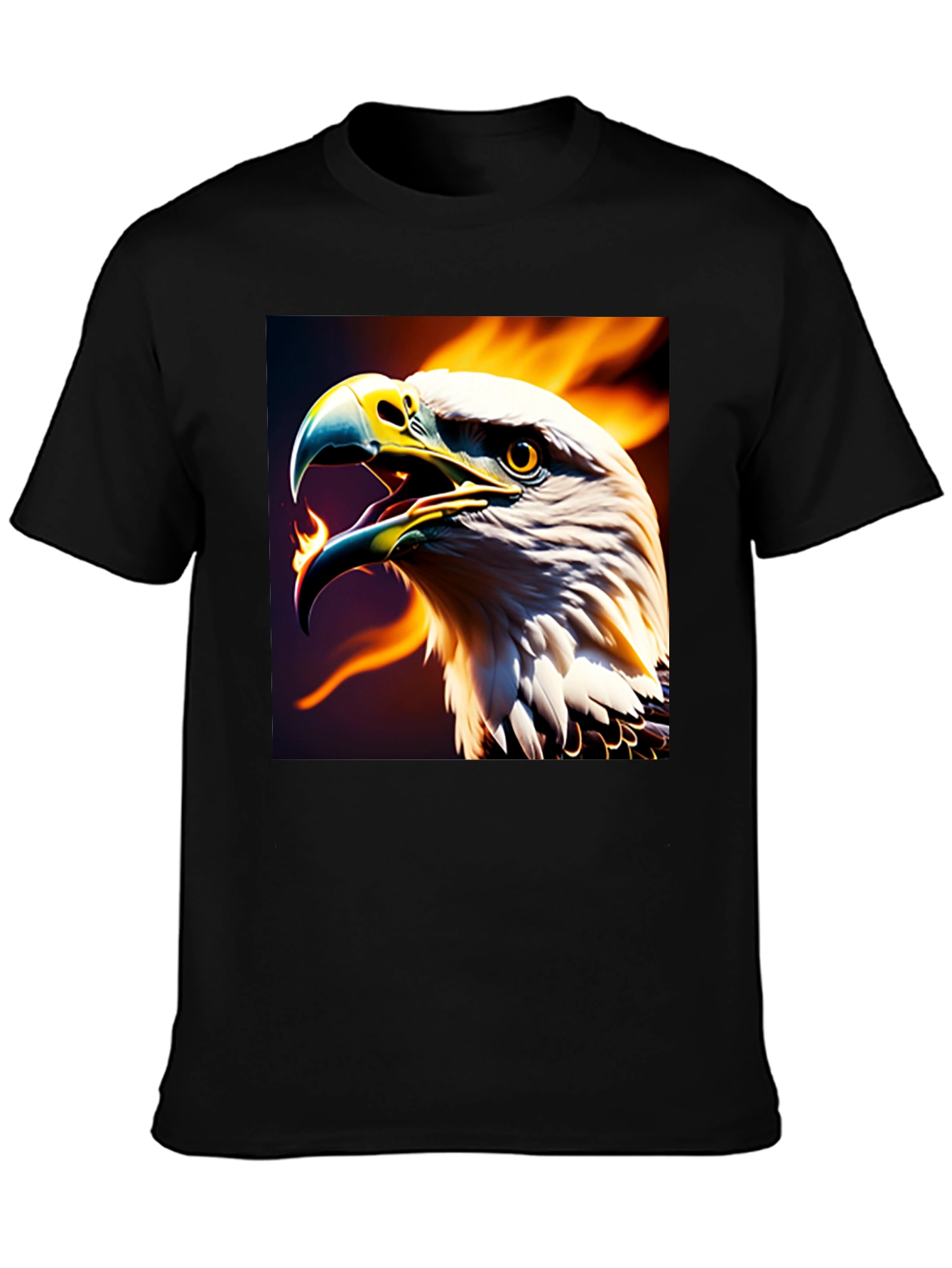 Fiery Eagle Graphic Tee - Bold Black T-Shirt