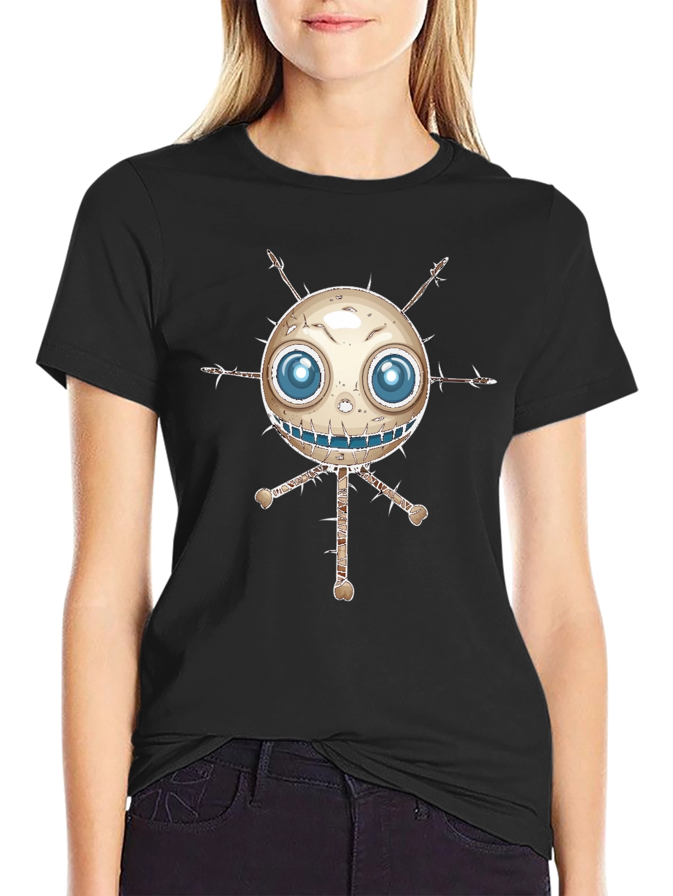 Spooky Cartoon Character Black T-Shirt