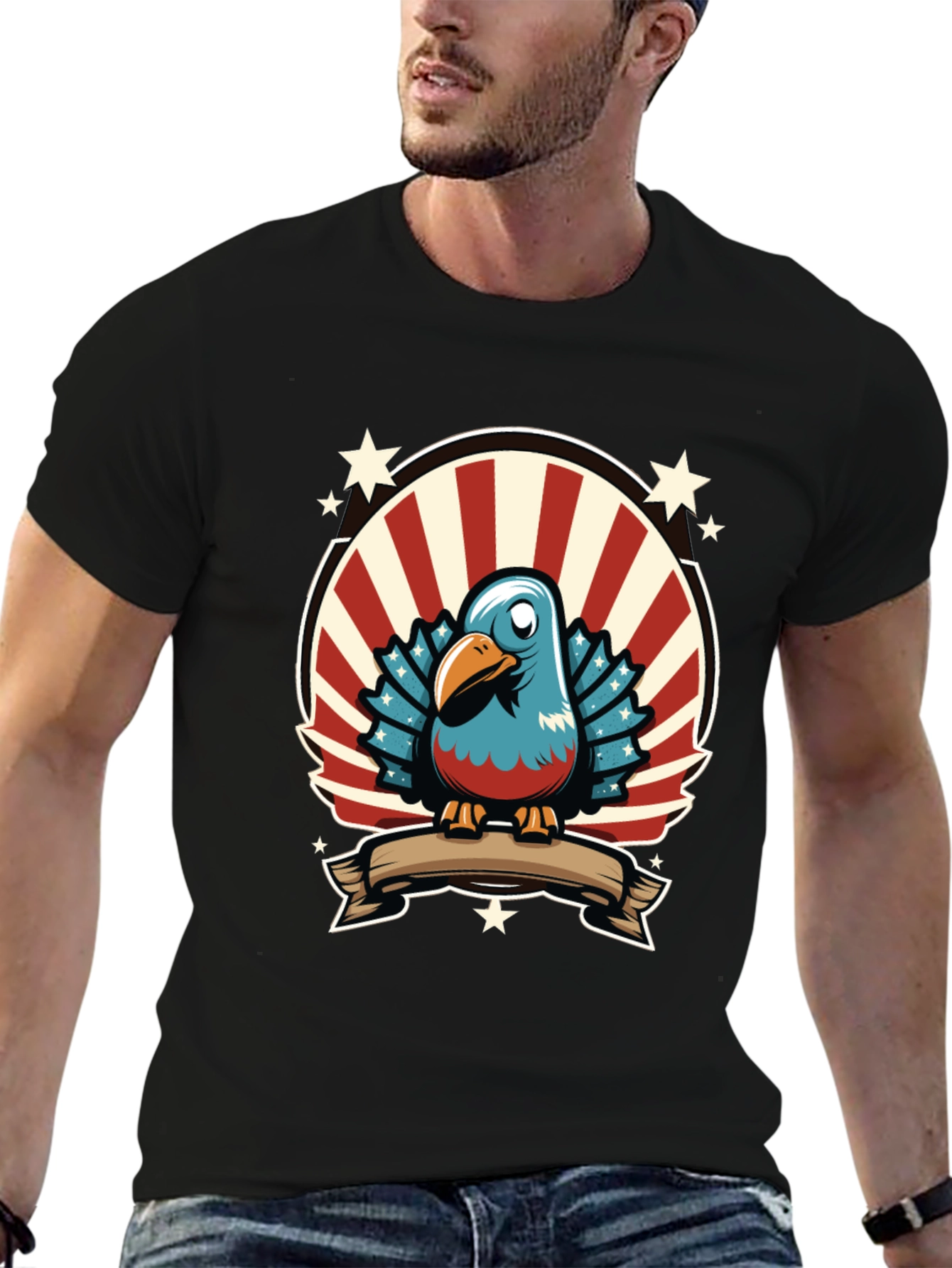 Patriotic Cartoon Bird Graphic Tee