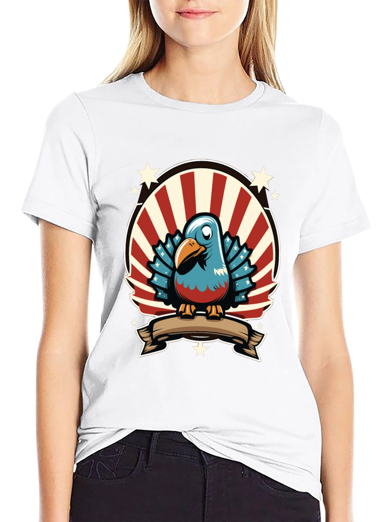 Patriotic Cartoon Bird Graphic Tee