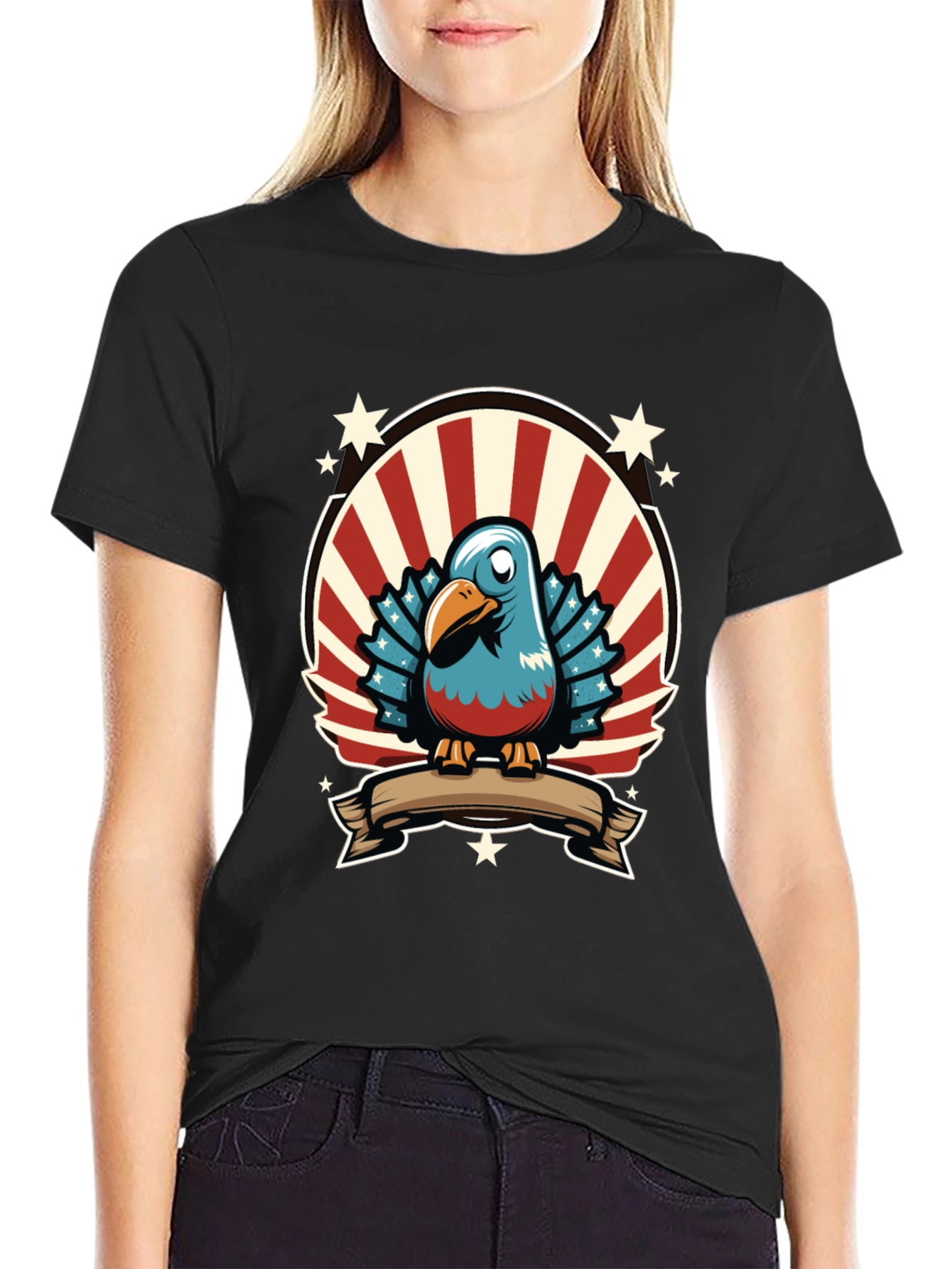 Patriotic Cartoon Bird Graphic Tee