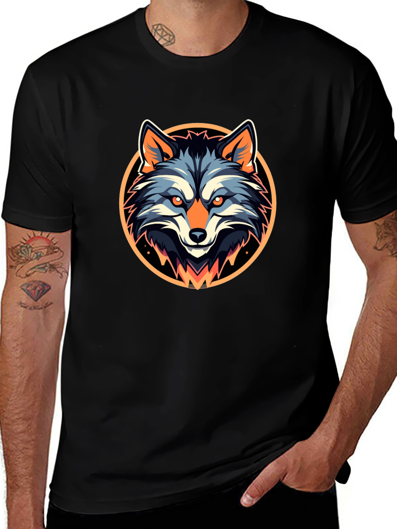 Cool Wolf Graphic Black T-Shirt